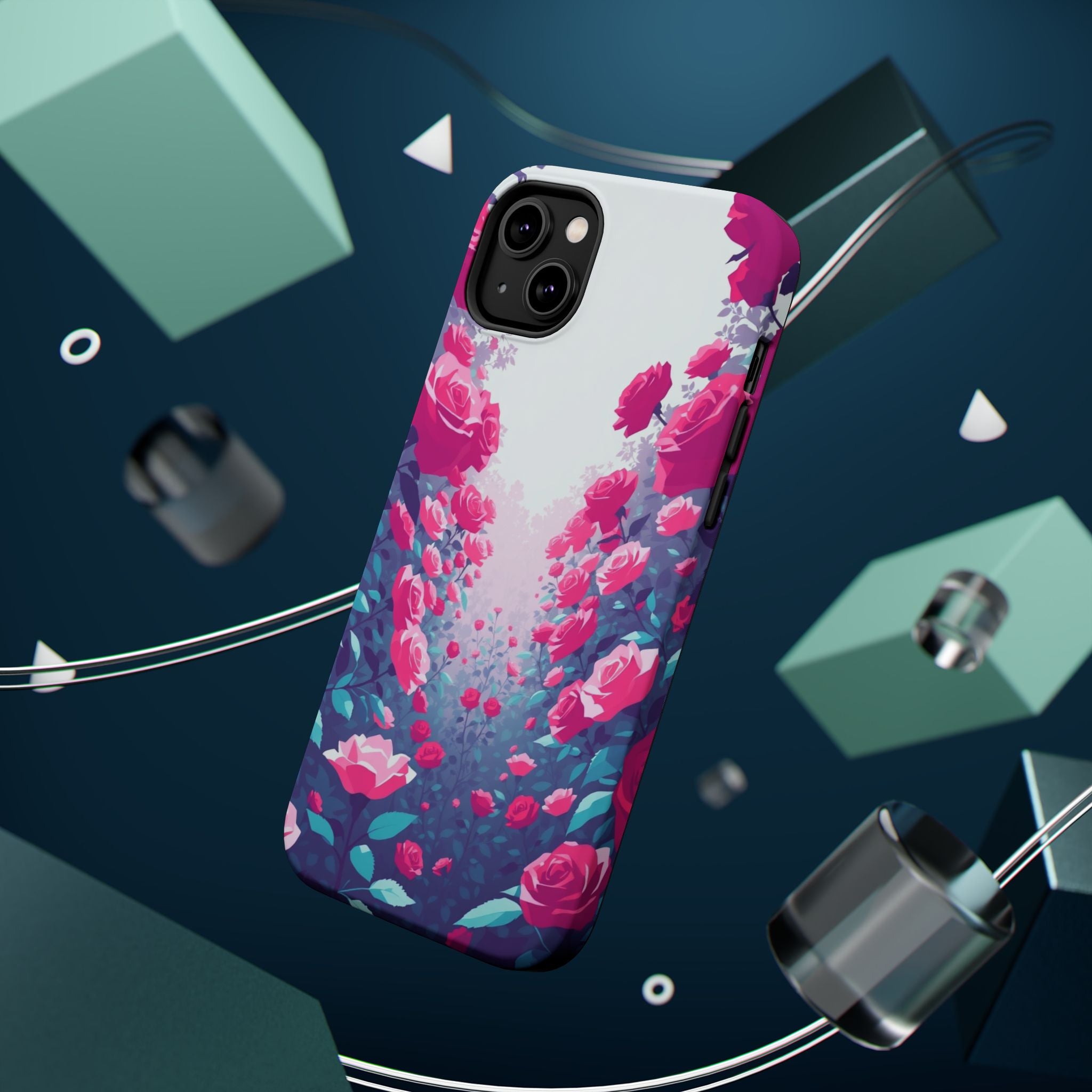 iPhone Cyan And Magenta Rose Garden Slim Everyday Designer Case · iPhone Case