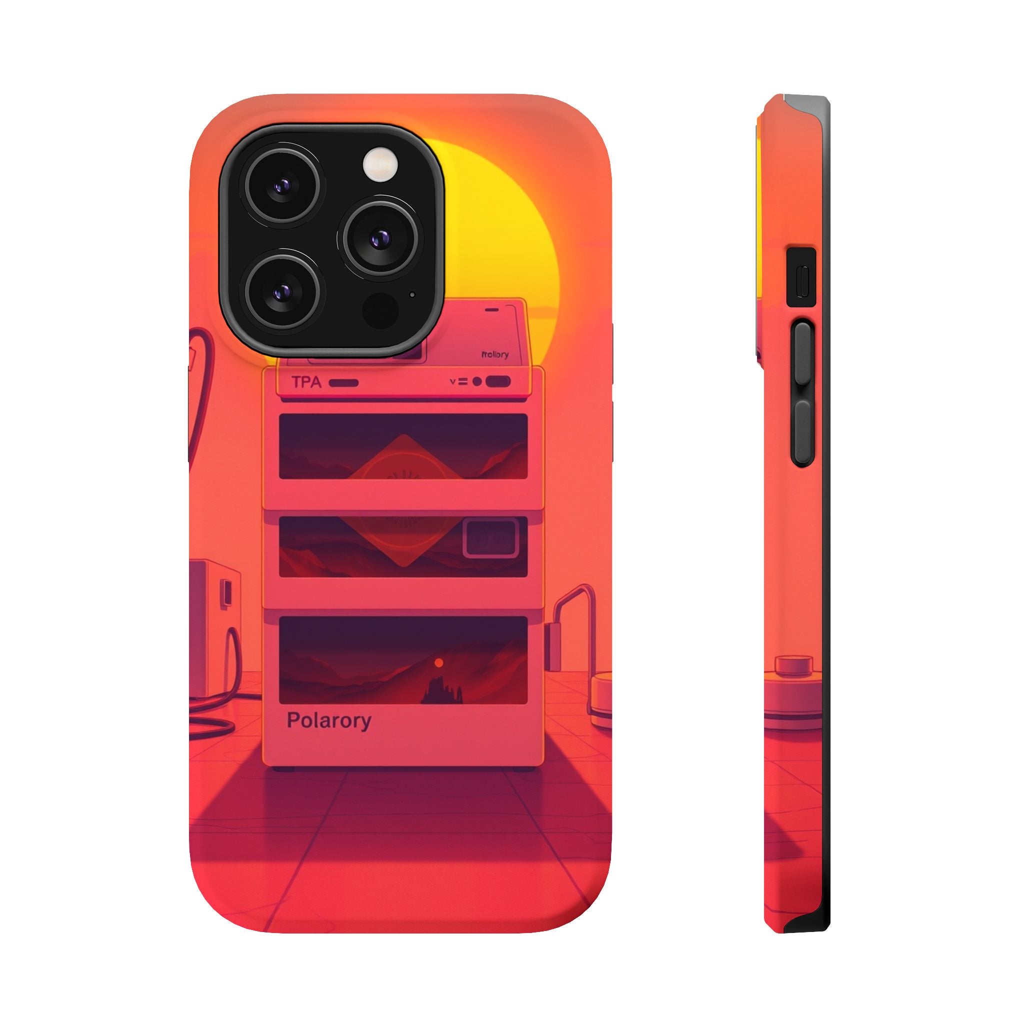 iPhone Polaroid Stack Memory Neon Cyberpunk Slim Everyday Designer Case · iPhone