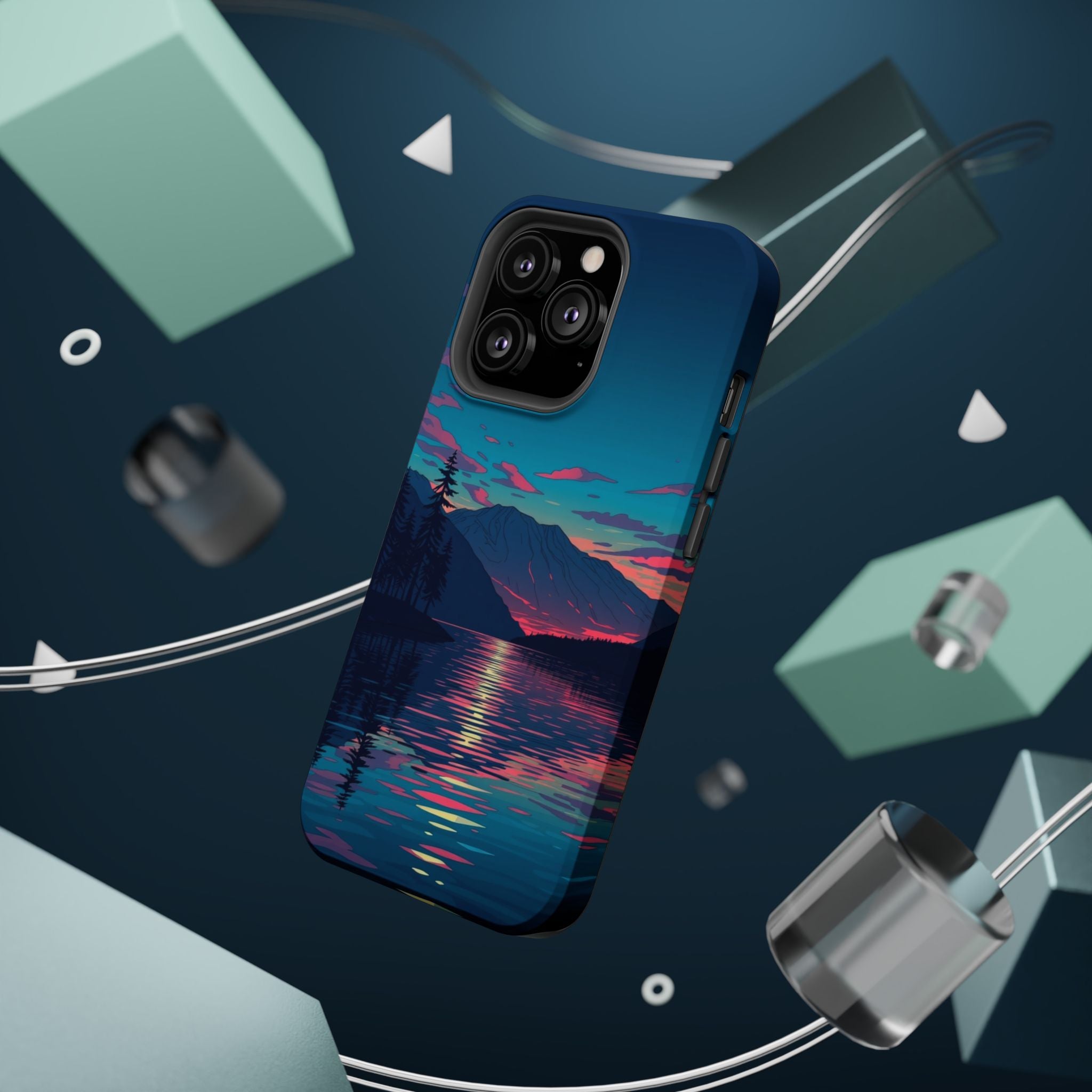 iPhone Vibrant Lake at Twilight Design Slim Everyday Designer Case · iPhone Case