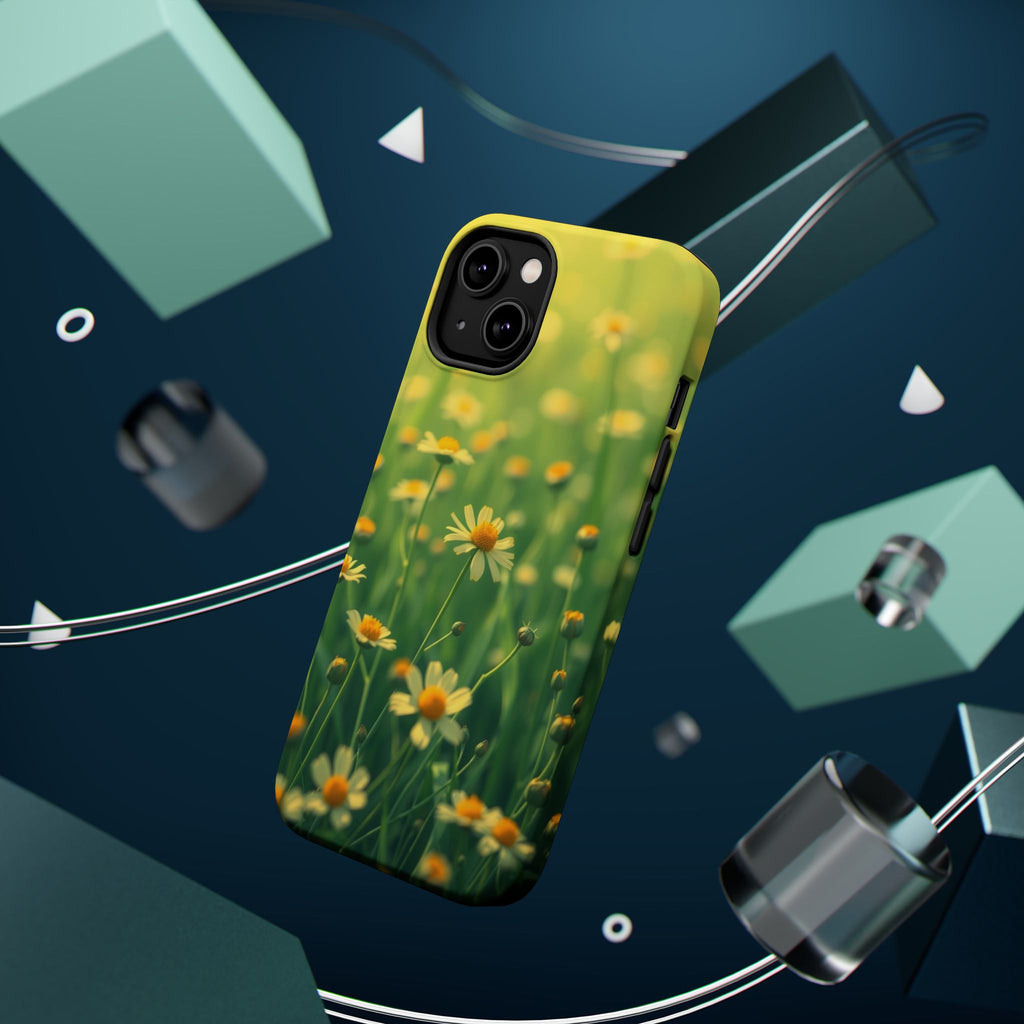 iPhone Emerald Green And Gold Wildflower Field Soft Finish Everyday · iPhone Cas