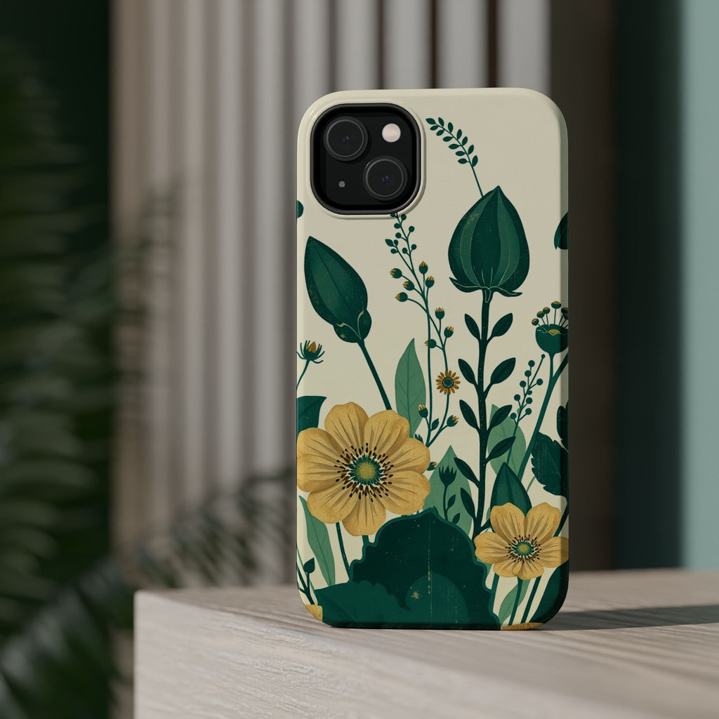 iPhone Emerald Green And Gold Pressed Botanicals Clean iPhone Minimal · iPhone C
