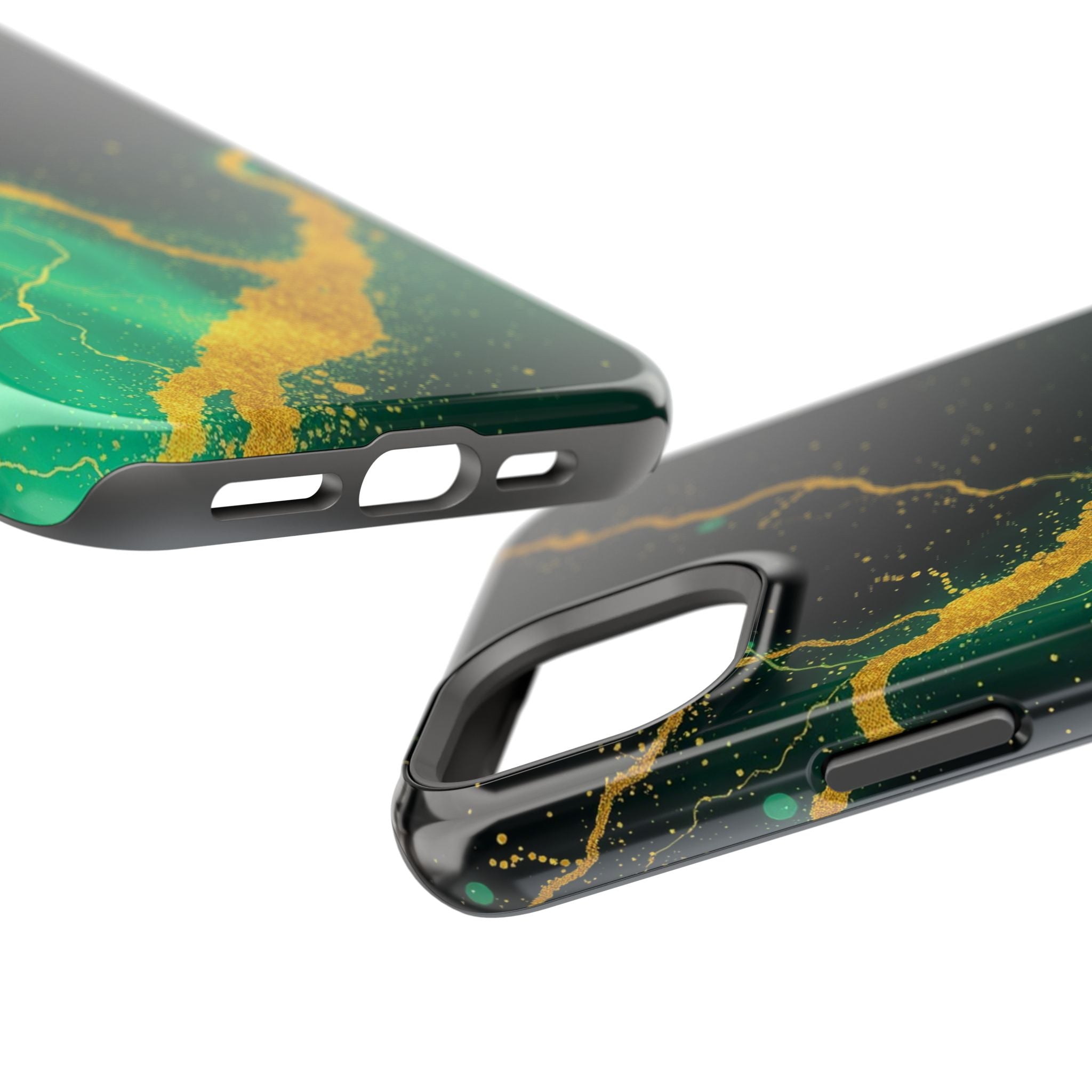 iPhone Emerald Green And Gold Petal Storm Slim iPhone Everyday Designer · iPhone