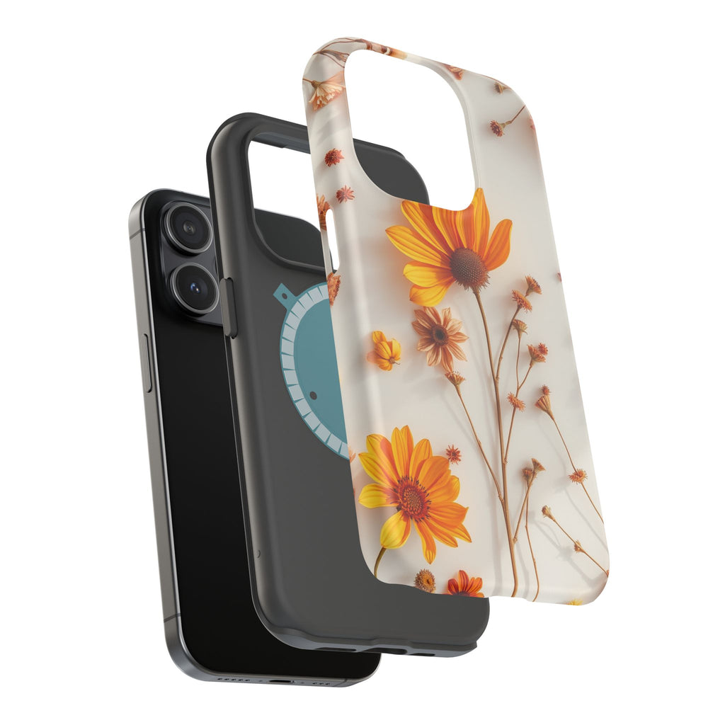 iPhone Mustard And Rust Dried Flower Flat Lay Carry Case Slim Snap Case · iPhone