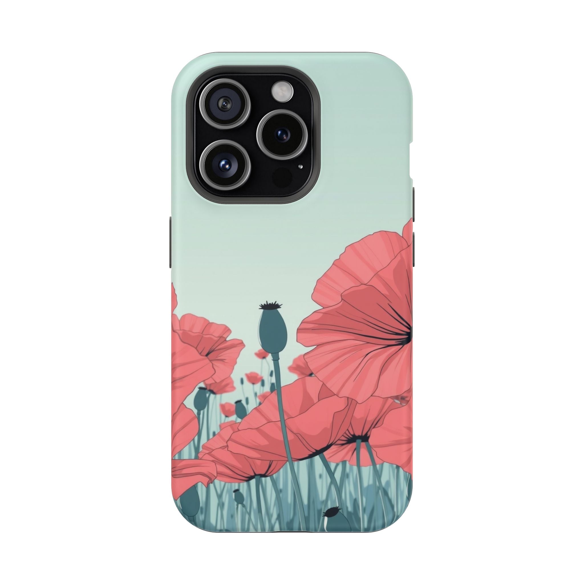 iPhone Mint And Blush Poppy Field Bold Modern Everyday Snap Case · iPhone Case