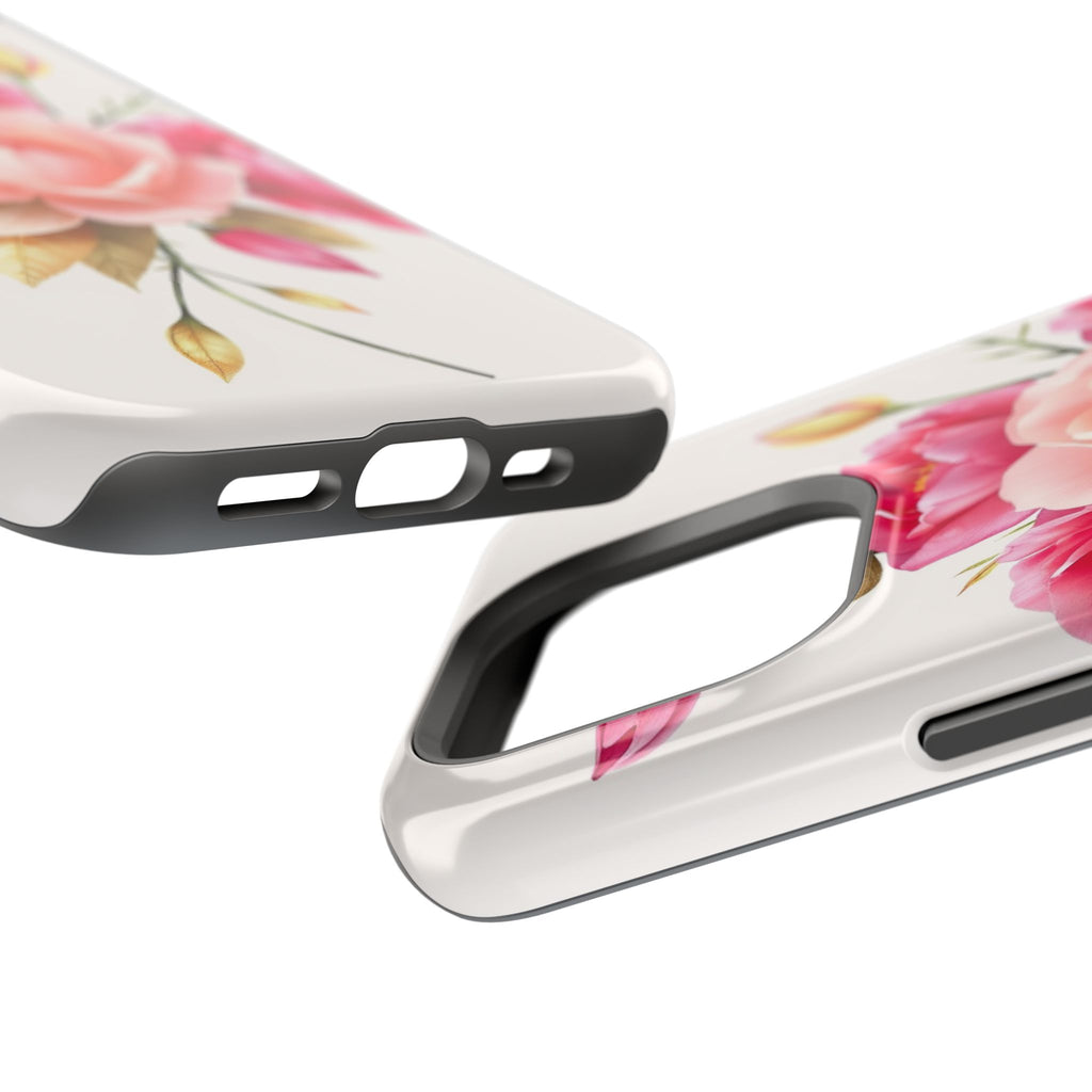 iPhone Rose Pink And Cream Neon Floral Slim Everyday Designer Case · iPhone Case