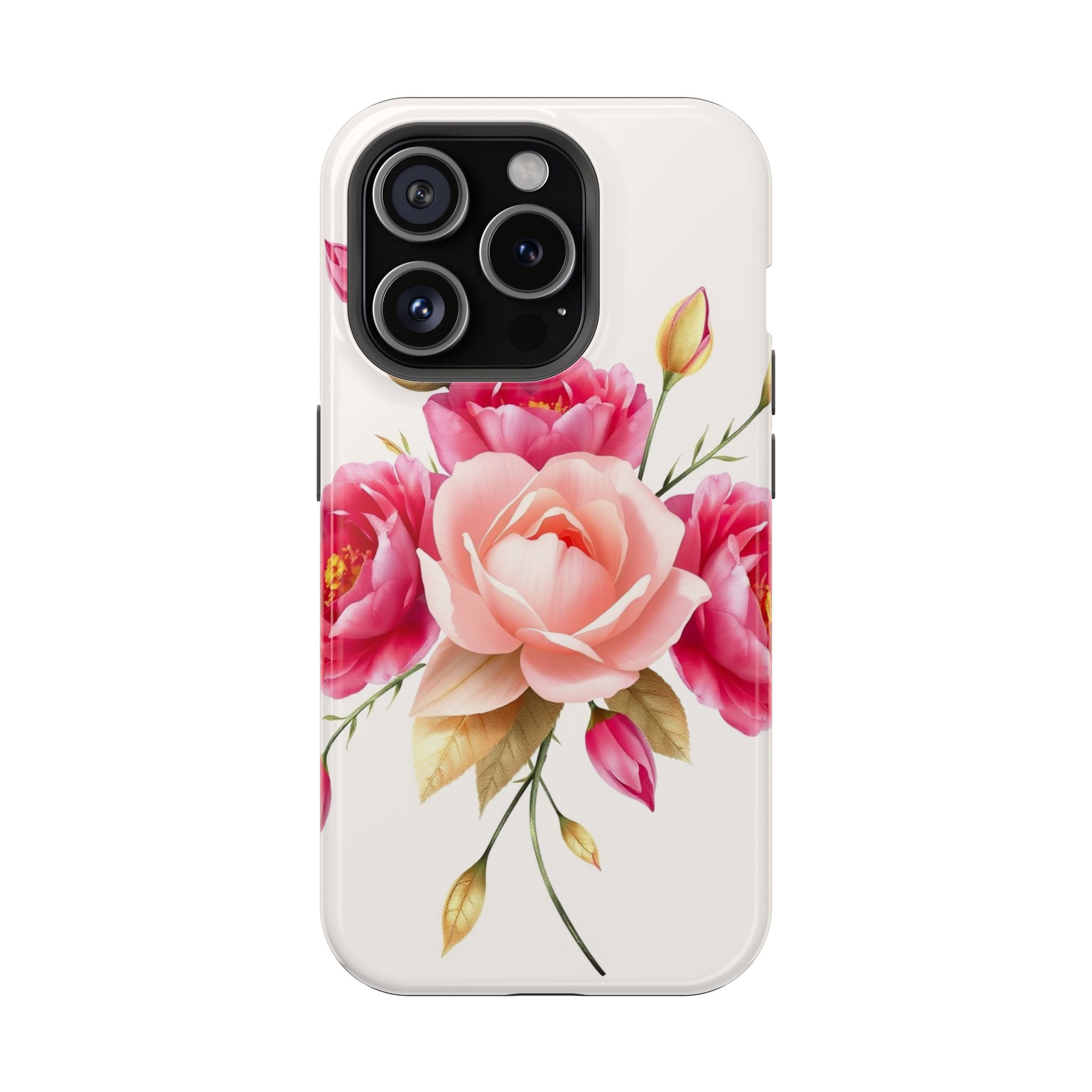 iPhone Rose Pink And Cream Neon Floral Slim Everyday Designer Case · iPhone Case
