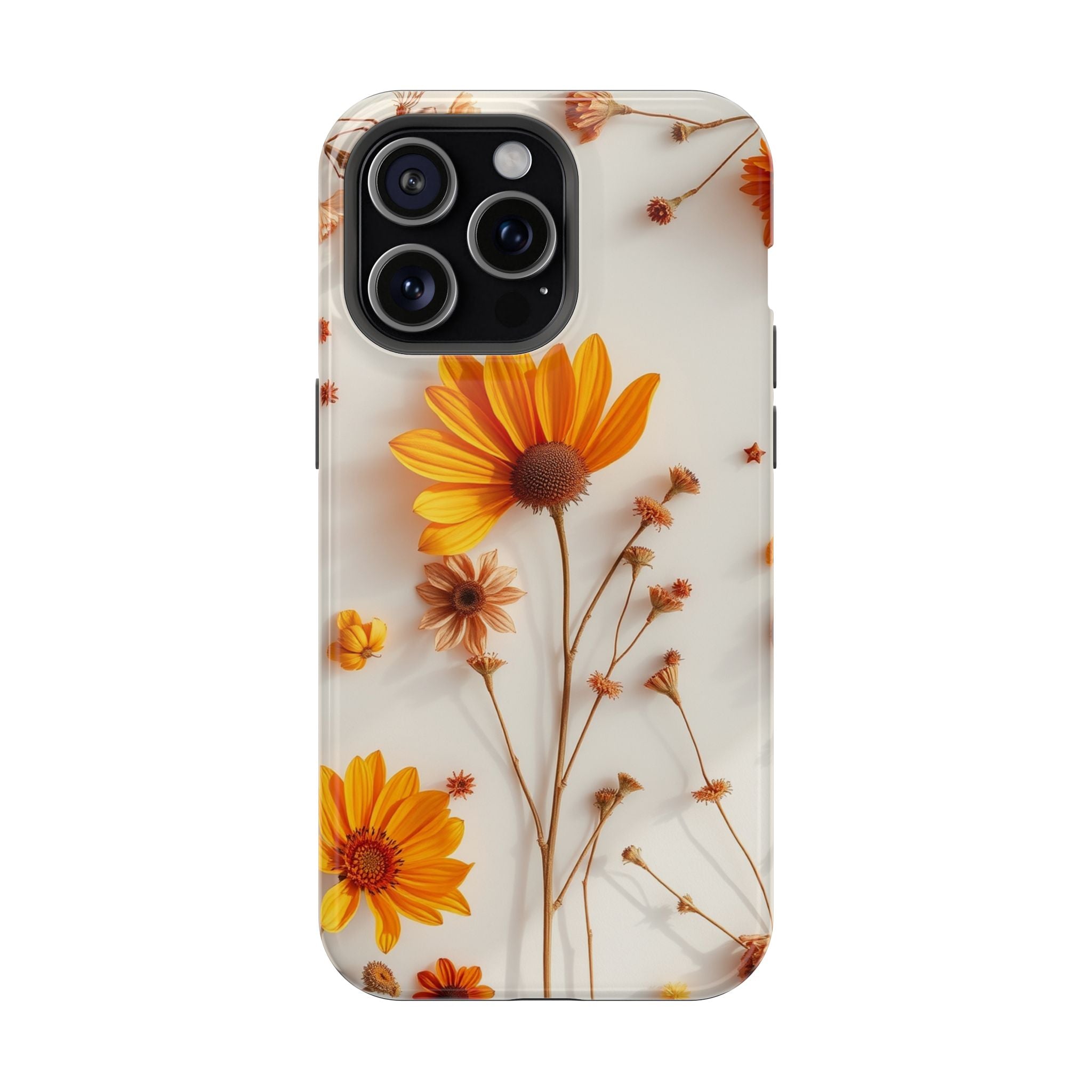 iPhone Mustard And Rust Dried Flower Flat Lay Carry Case Slim Snap Case · iPhone