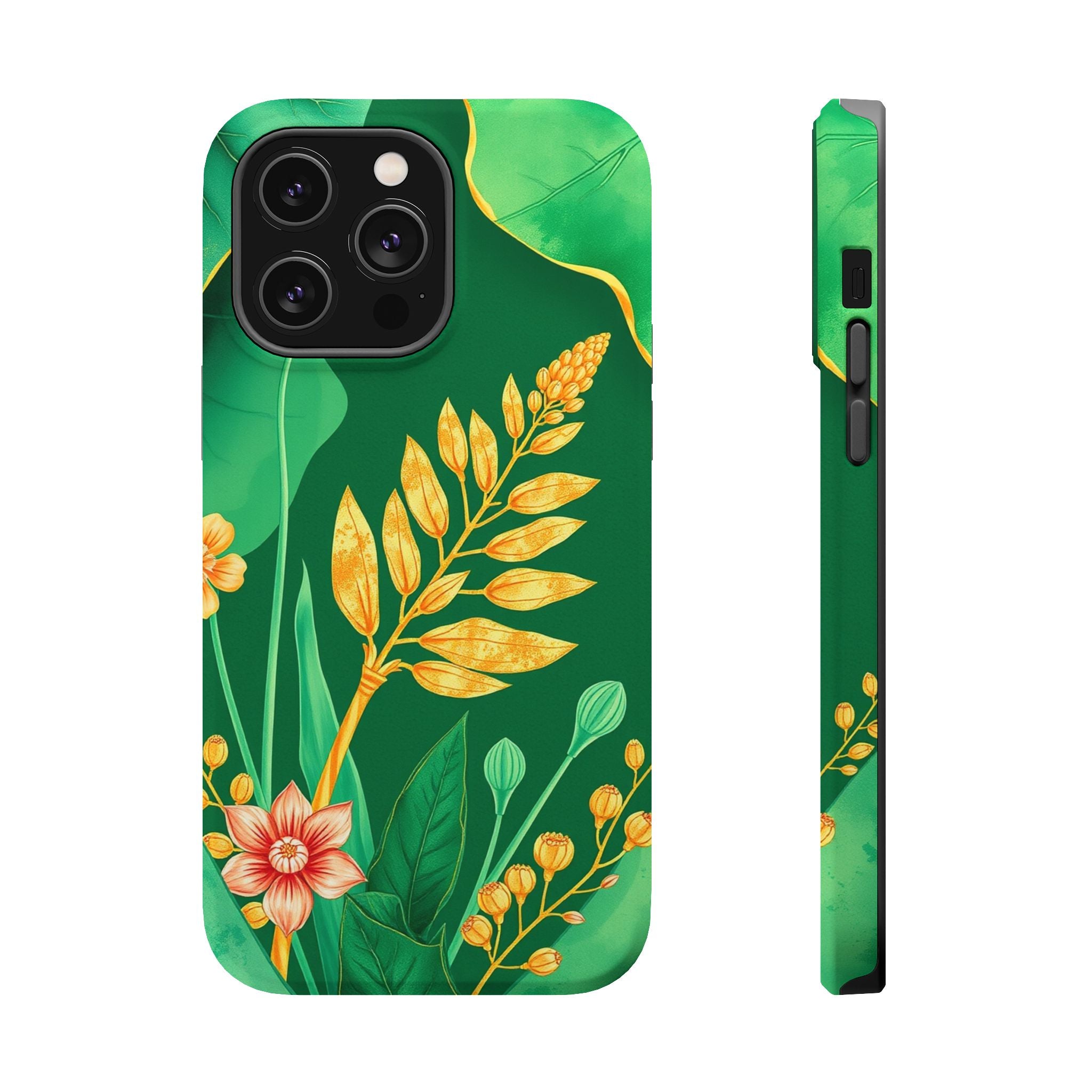 iPhone Emerald Green And Gold Botanical Illustration Ga Slim Snap Case · iPhone