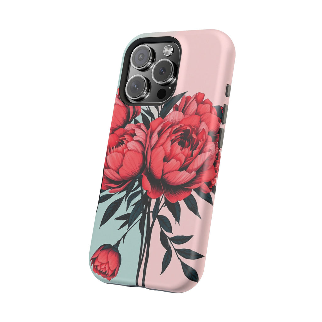 iPhone Teal And Coral Peony Bouquet Artistic Everyday Cas Slim Snap Case · iPhon