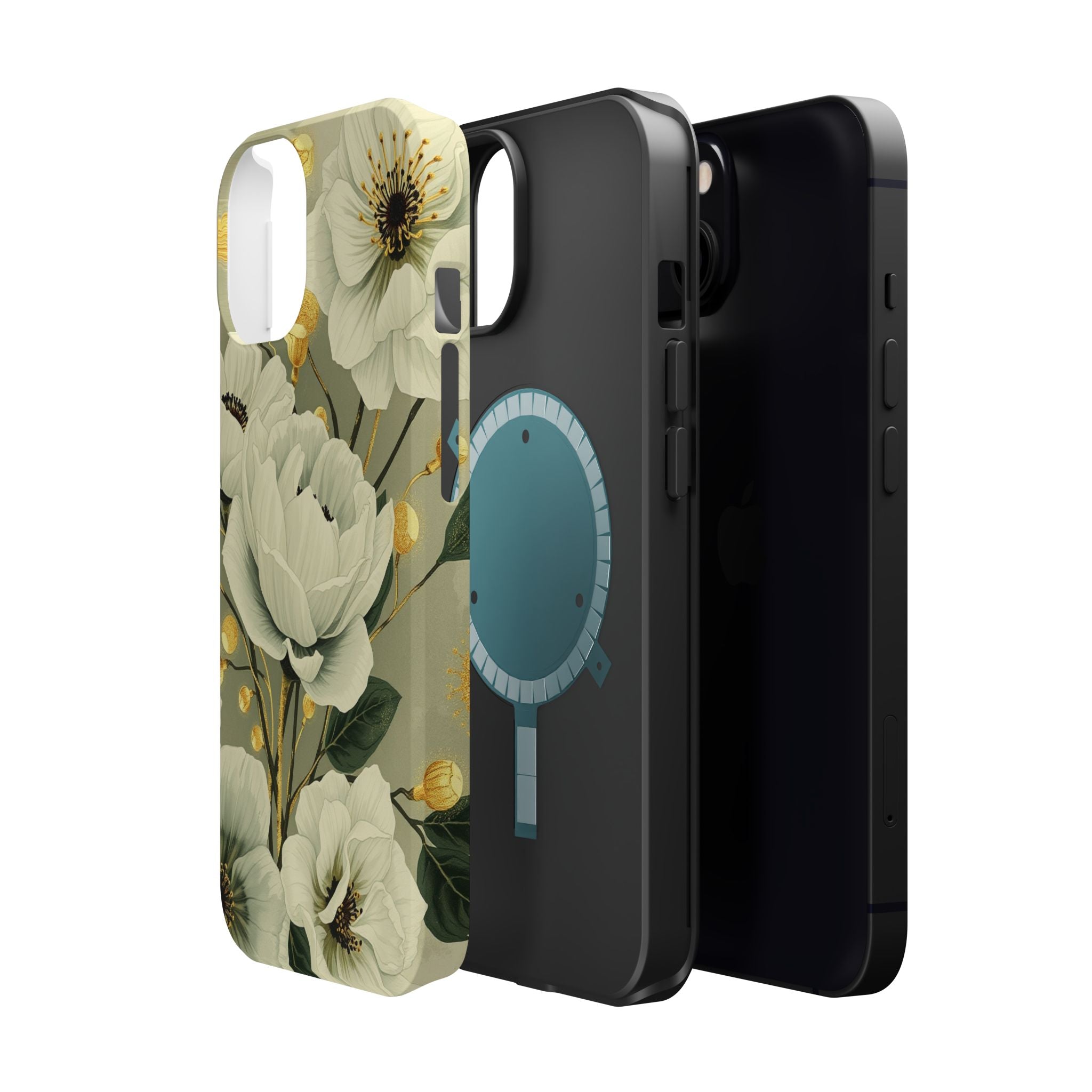 iPhone Sage And Ivory Floral Ink Wash Slim Everyday iPhone 14 Designer · iPhone