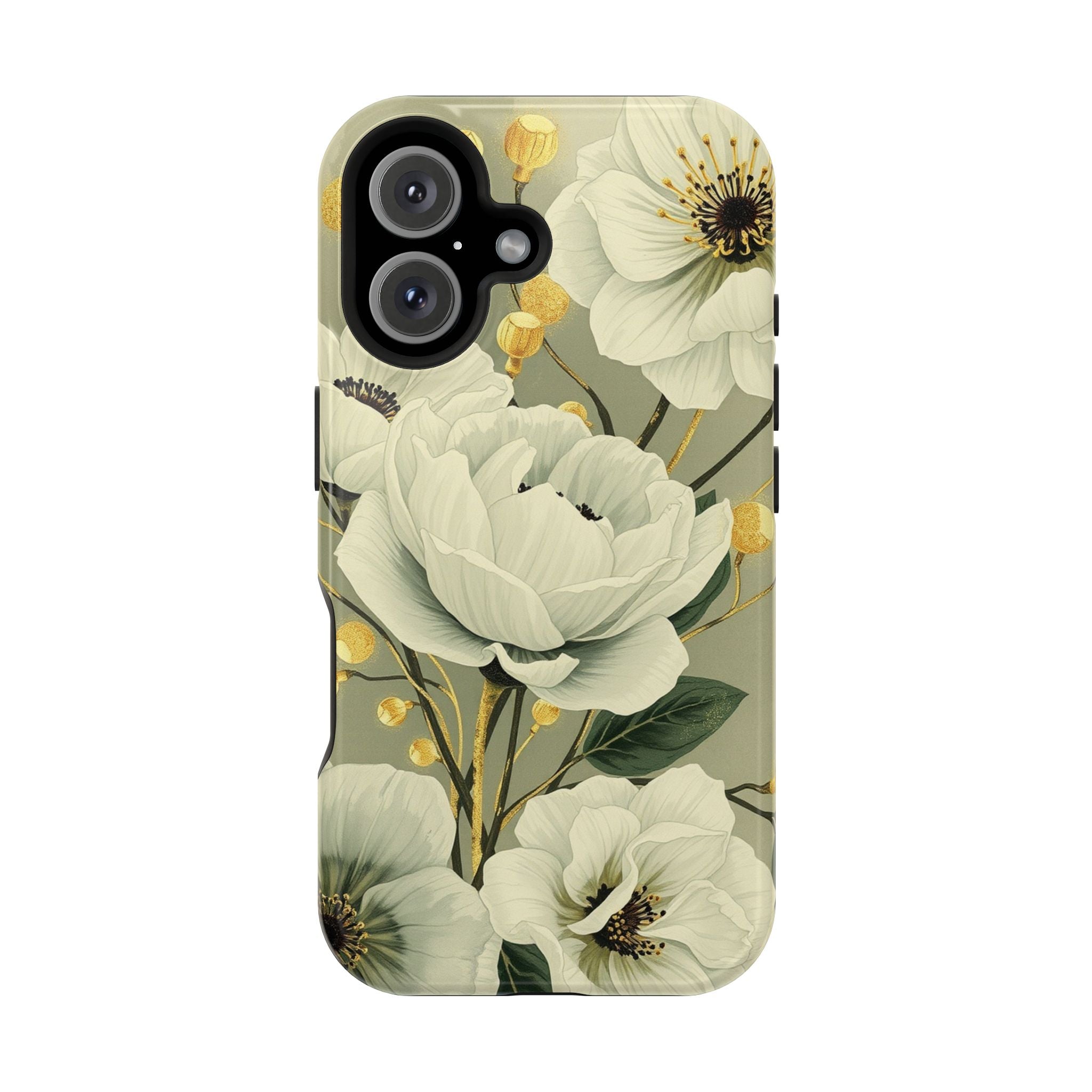 iPhone Sage And Ivory Floral Ink Wash Slim Everyday iPhone 14 Designer · iPhone