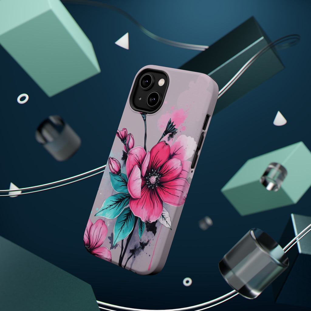 iPhone Mint And Blush Floral Ink Wash Slim Everyday Designer Case · iPhone Case