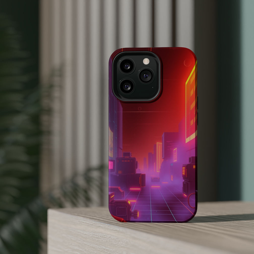 iPhone Dreamy 80s Grid Synthwave Design Slim Everyday Designer Case · iPhone Cas