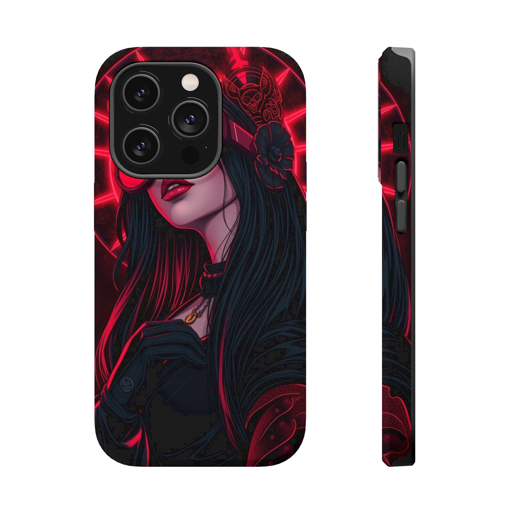 iPhone Black And Crimson Art Nouveau Female Slim Everyday Designer Case · iPhone