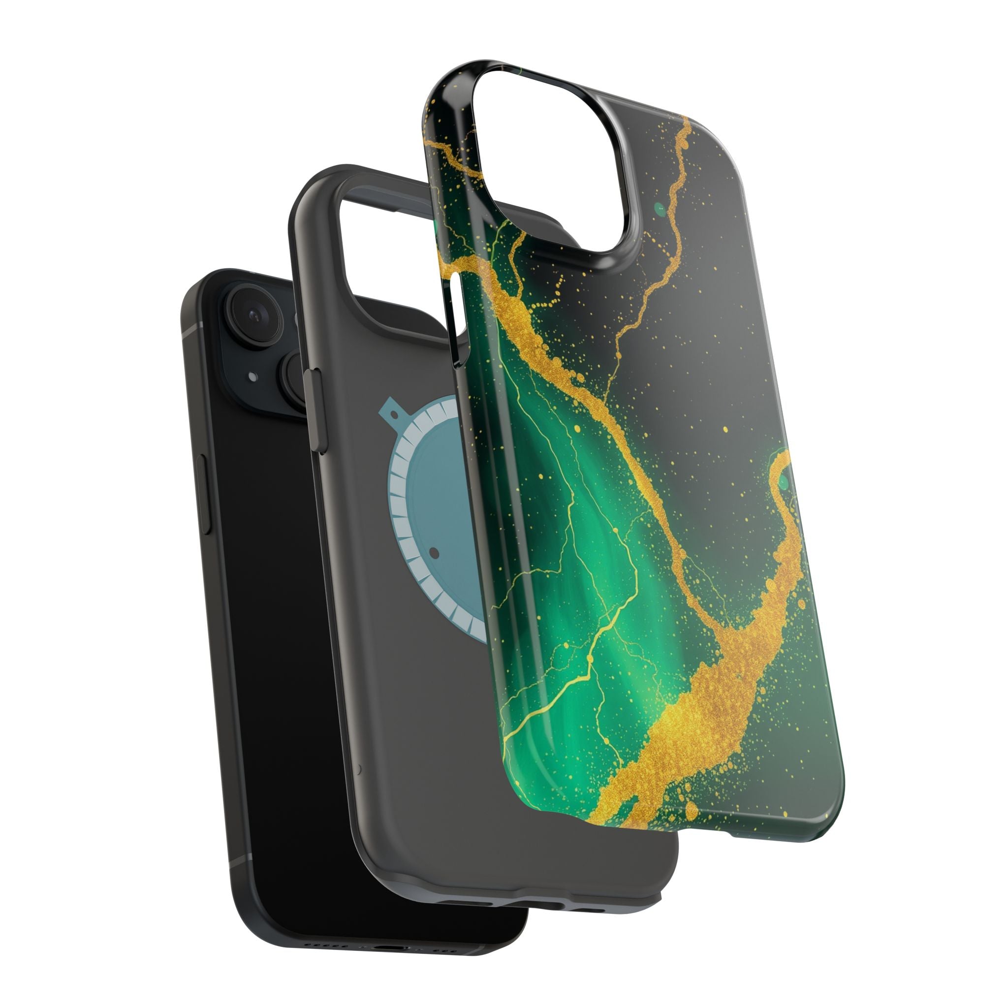 iPhone Emerald Green And Gold Petal Storm Slim iPhone Everyday Designer · iPhone