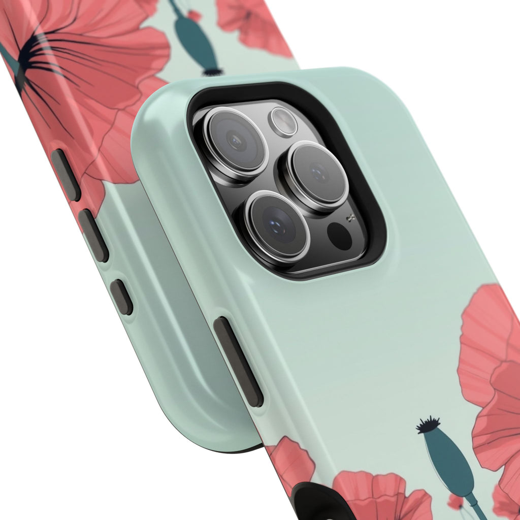 iPhone Mint And Blush Poppy Field Bold Modern Everyday Snap Case · iPhone Case