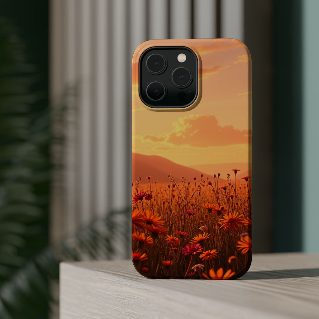 iPhone Sunset Amber And Peach Wildflower Field Soft iPhone Finish · iPhone Case