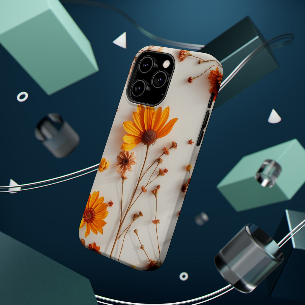 iPhone Mustard And Rust Dried Flower Flat Lay Carry Case Slim Snap Case · iPhone