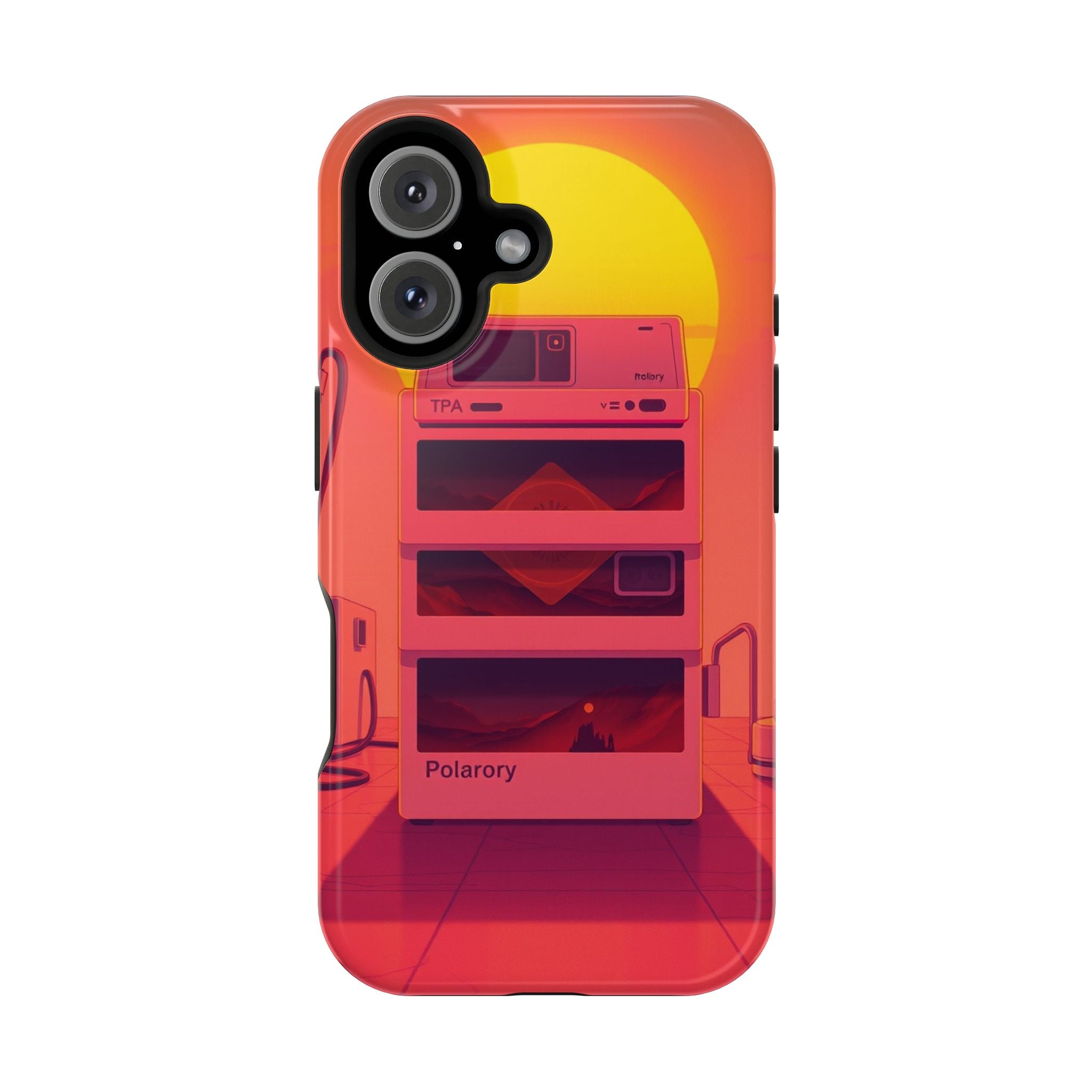 iPhone Polaroid Stack Memory Neon Cyberpunk Slim Everyday Designer Case · iPhone