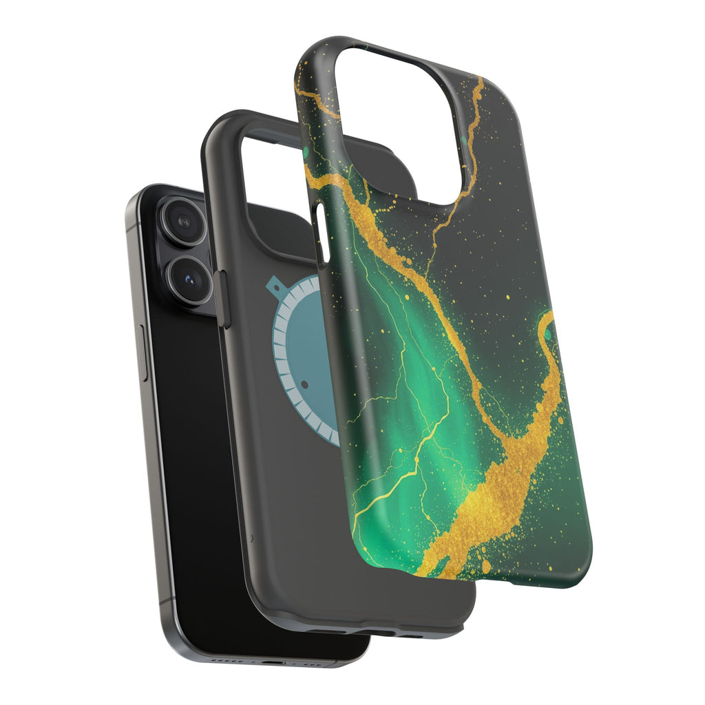 iPhone Emerald Green And Gold Petal Storm Slim iPhone Everyday Designer · iPhone