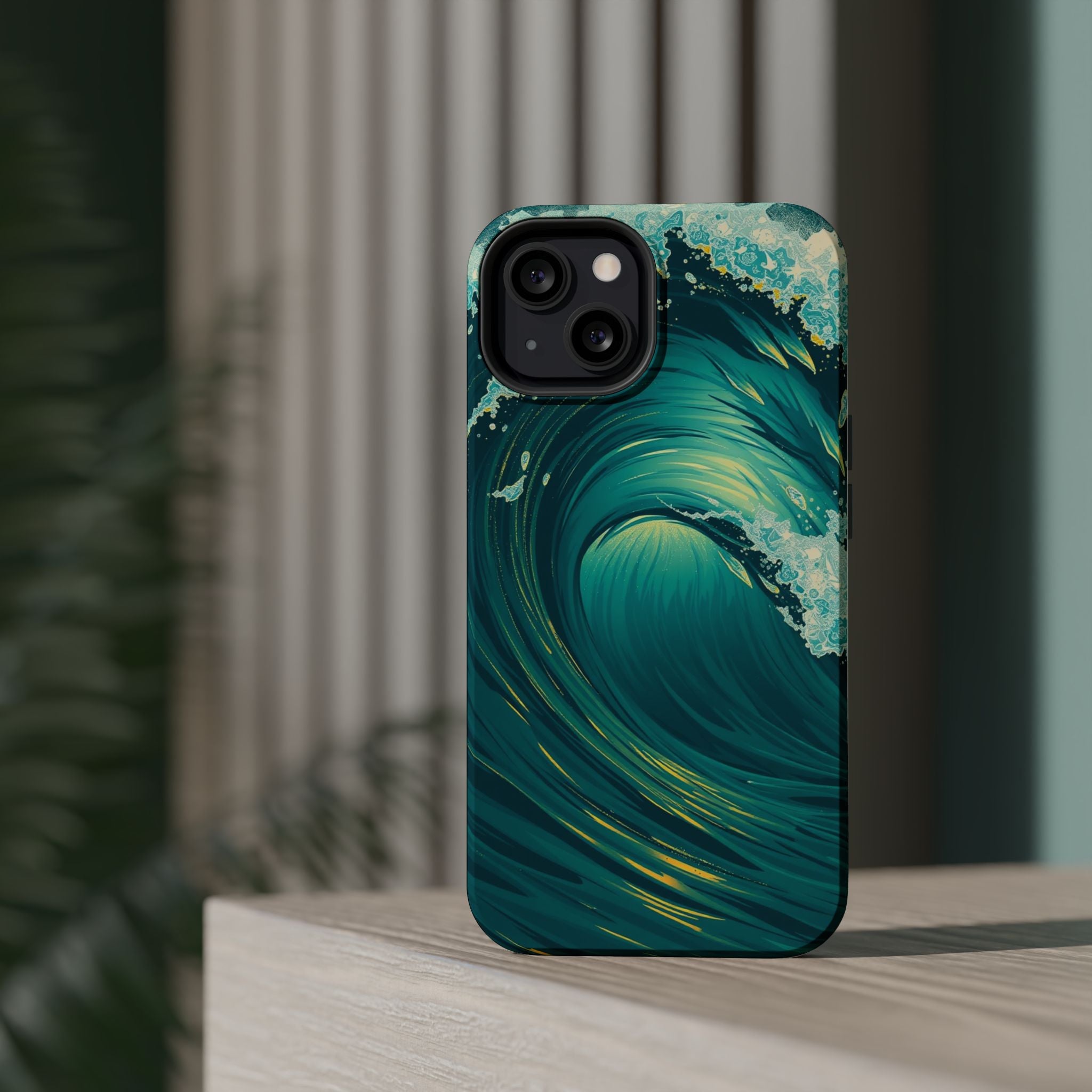 iPhone Emerald Green And Gold Ocean Wave Crash Soft iPhone Finish · iPhone Case