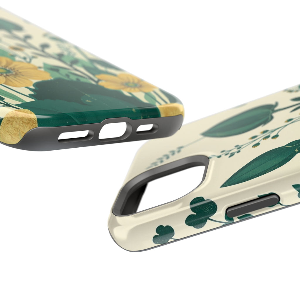 iPhone Emerald Green And Gold Pressed Botanicals Clean iPhone Minimal · iPhone C