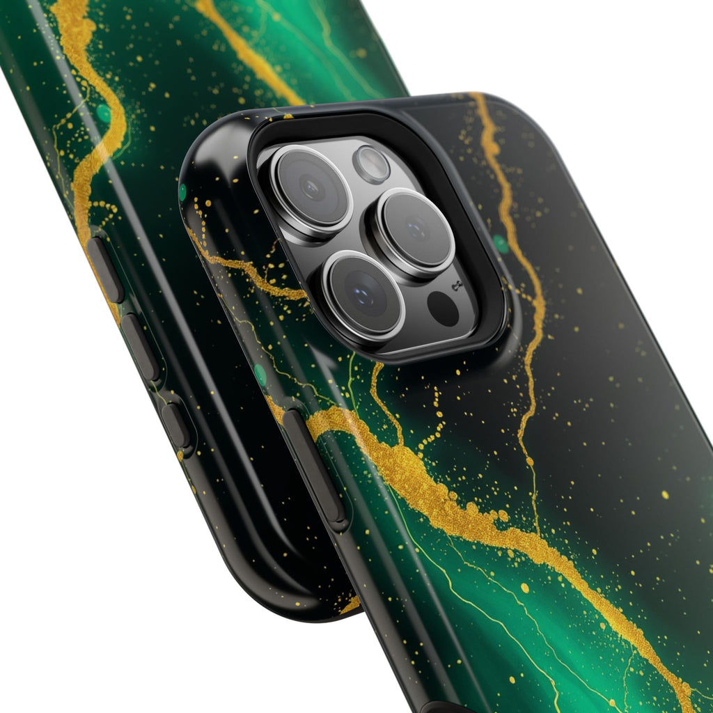 iPhone Emerald Green And Gold Petal Storm Slim iPhone Everyday Designer · iPhone