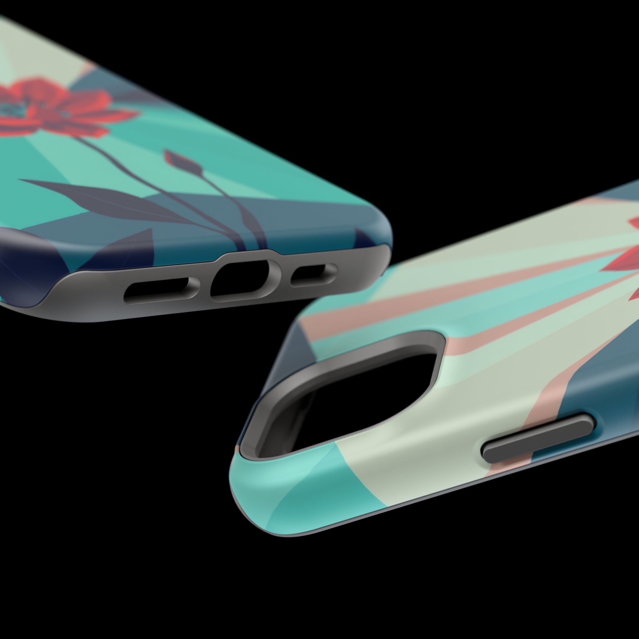 iPhone Teal And Coral Night Bloomer Slim Everyday Designer Case · iPhone Case