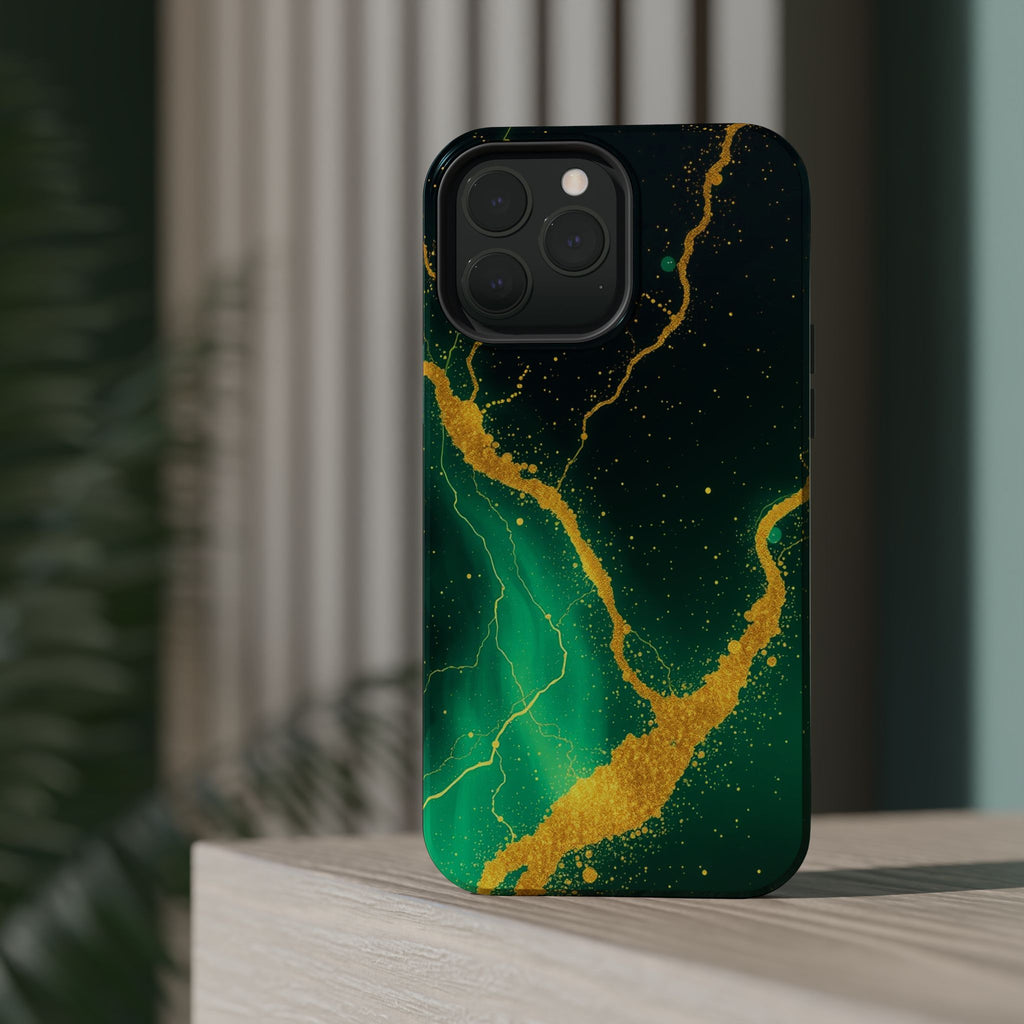 iPhone Emerald Green And Gold Petal Storm Slim iPhone Everyday Designer · iPhone