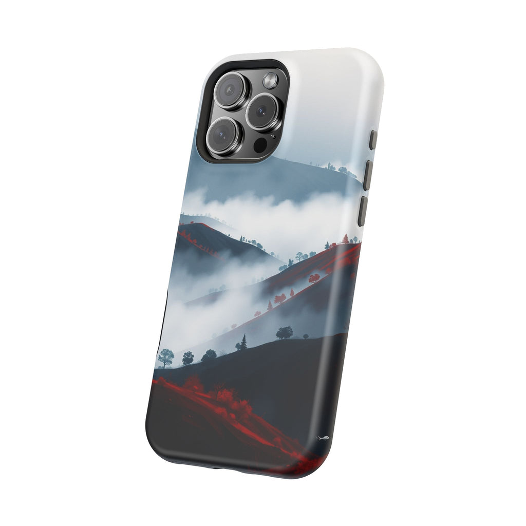 iPhone Black And Crimson Fog Rolling Over Hills Soft iPhone Finish · iPhone Case