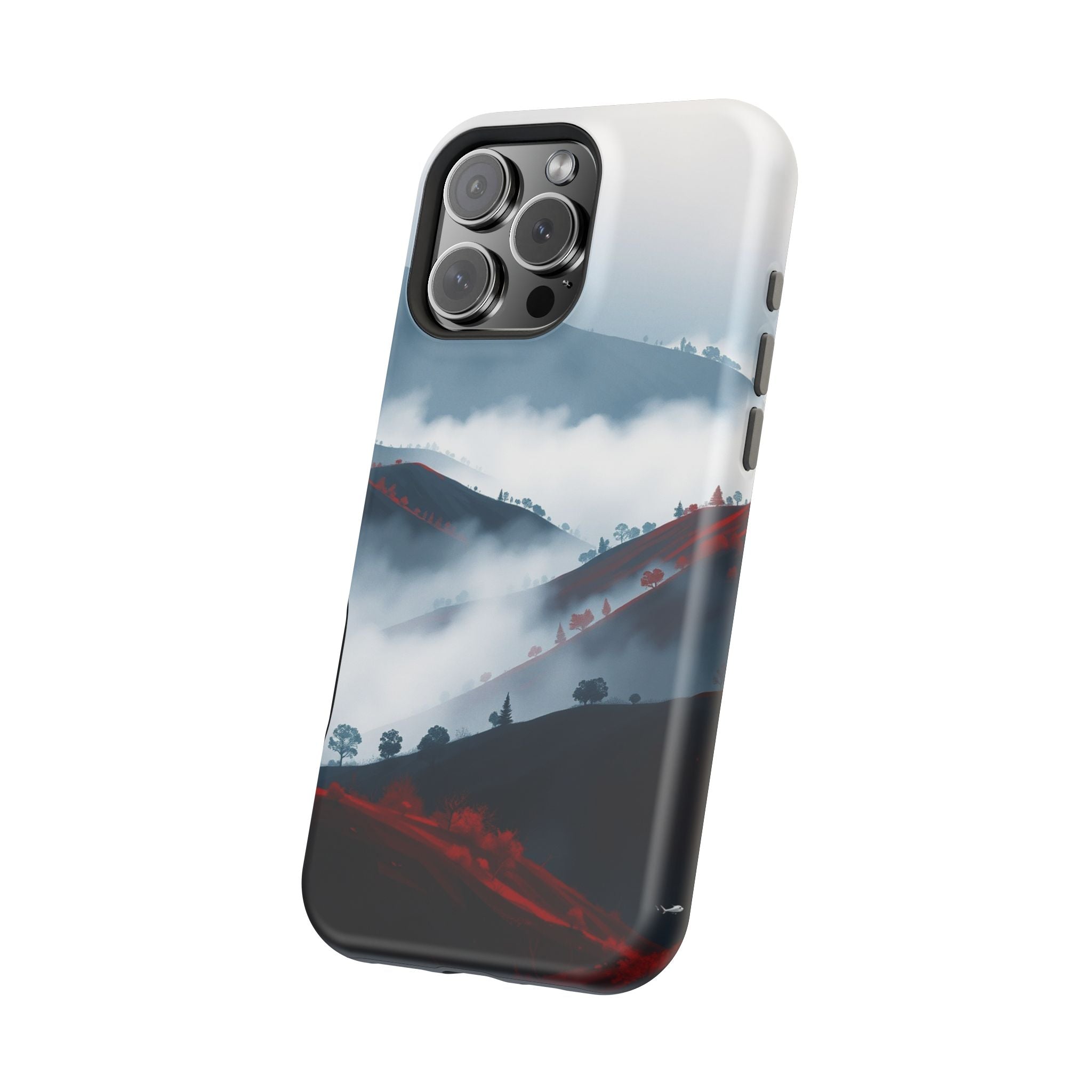 iPhone Black And Crimson Fog Rolling Over Hills Soft iPhone Finish · iPhone Case