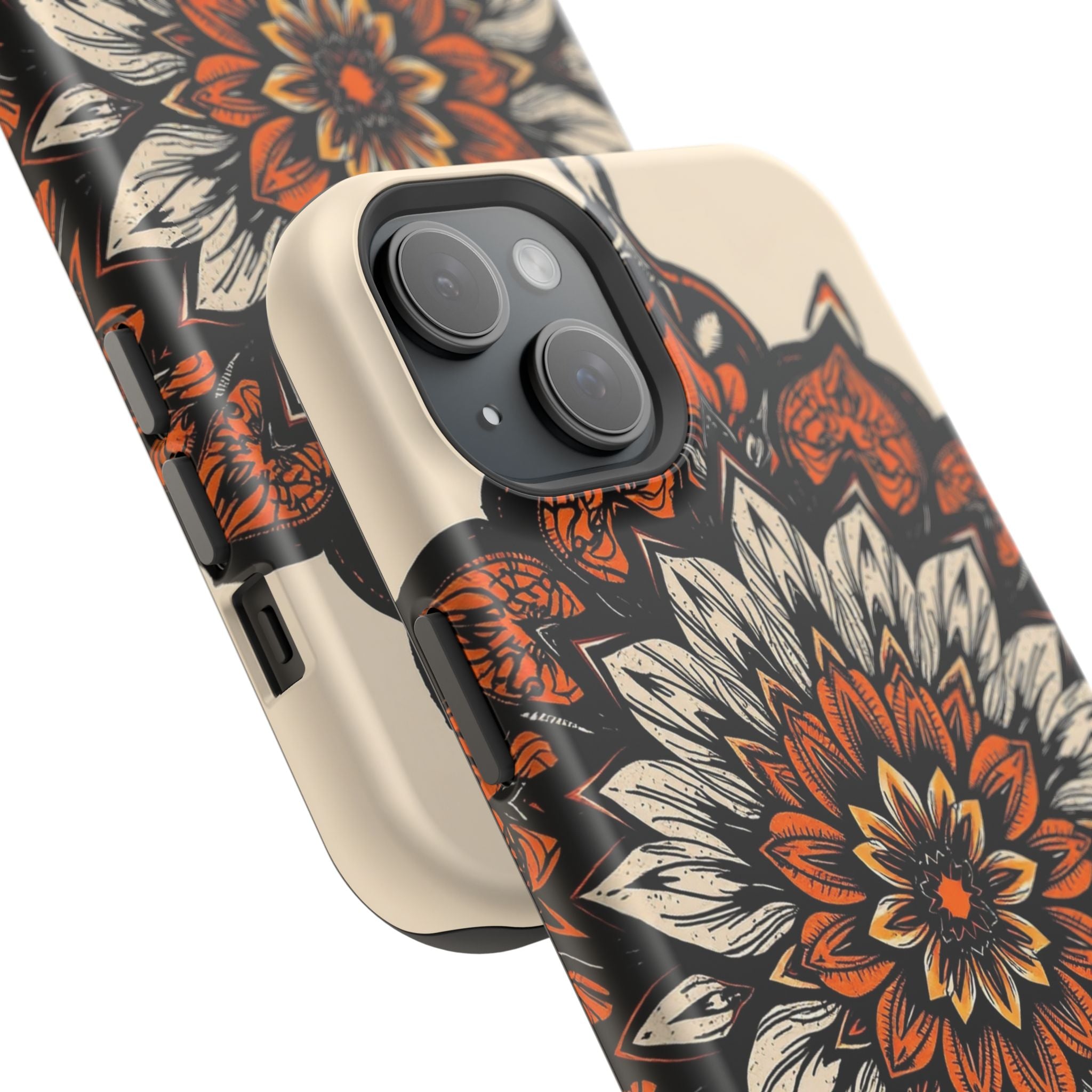 iPhone Burnt Orange And Sand Floral Mandala Slim Snap Cas Carry Case · iPhone Ca
