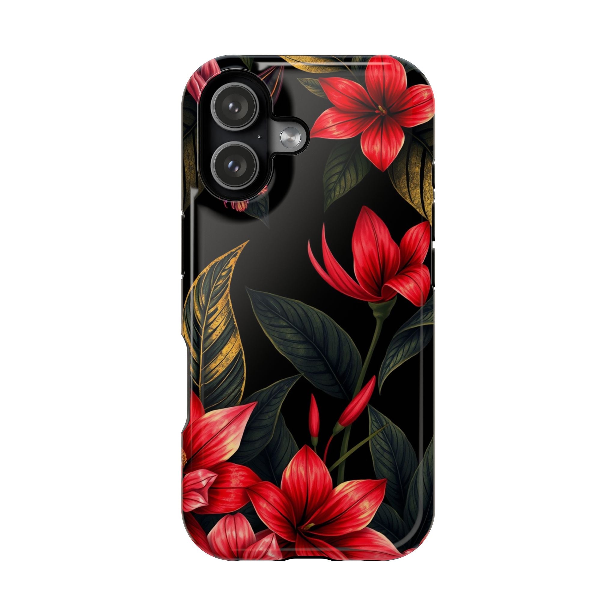 iPhone Black And Crimson Jungle Floral Slim Everyday Designer Case · iPhone Case