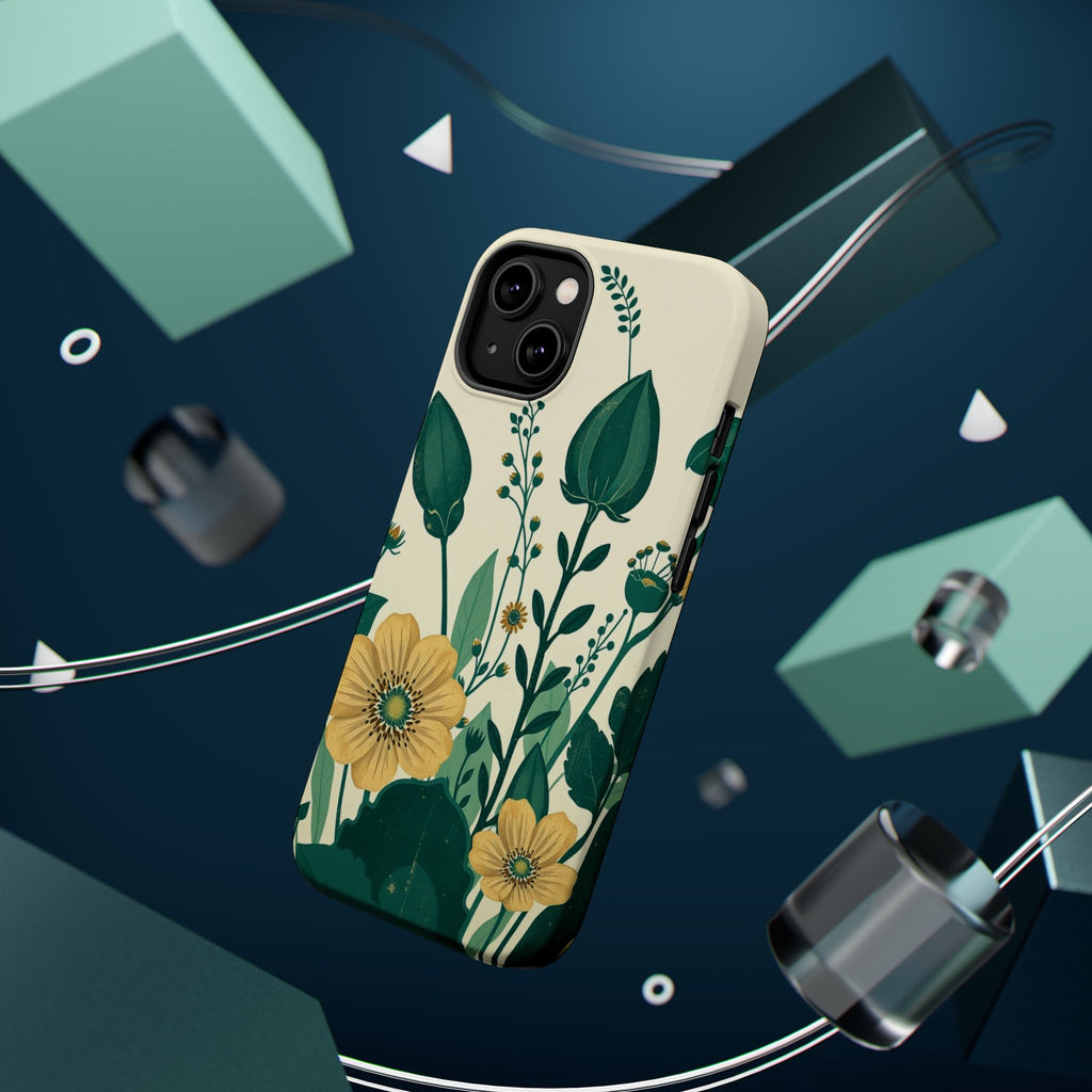 iPhone Emerald Green And Gold Pressed Botanicals Clean iPhone Minimal · iPhone C