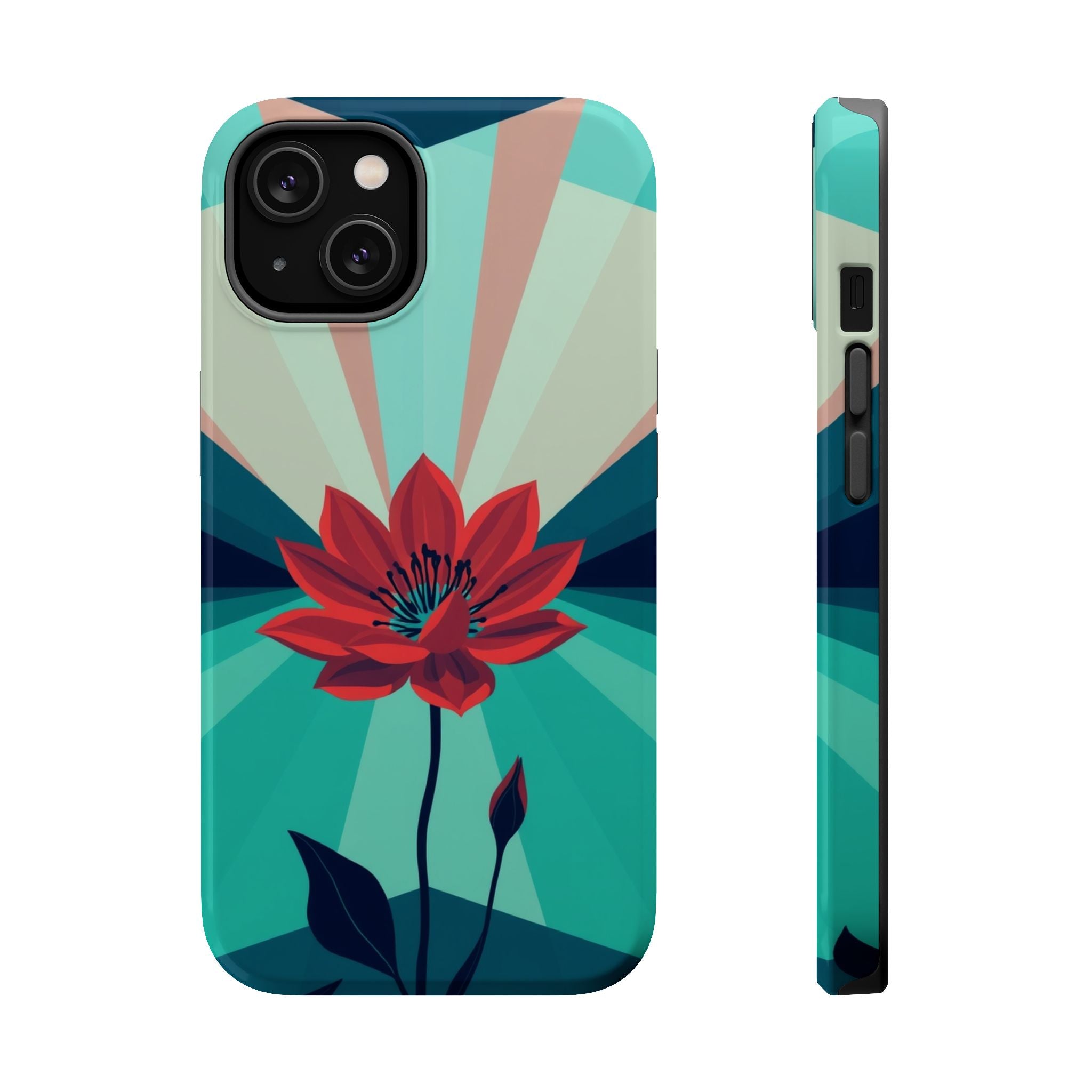 iPhone Teal And Coral Night Bloomer Slim Everyday Designer Case · iPhone Case