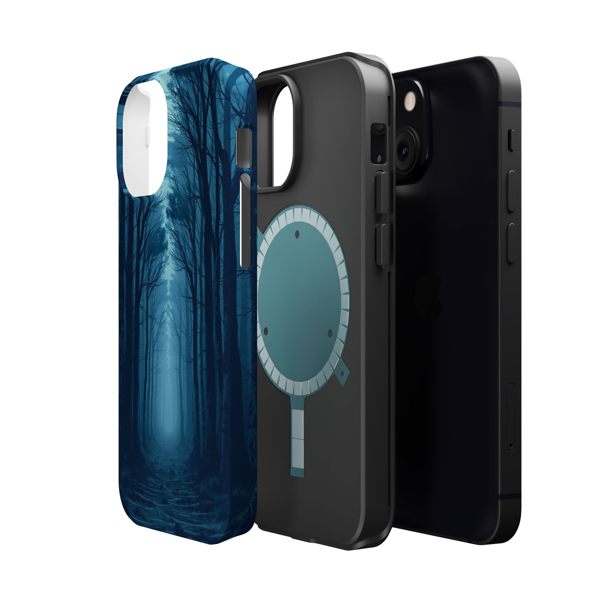 iPhone Midnight Blue And Silver Misty Forest Path iPhone Clean Minimal · iPhone