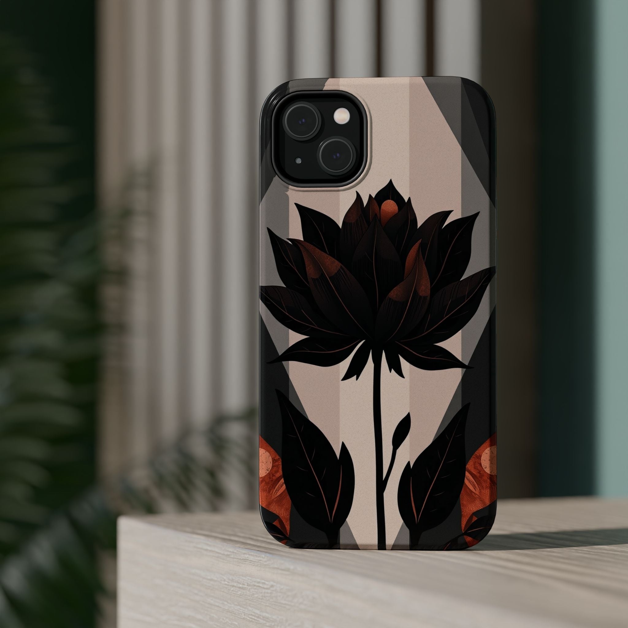 iPhone Charcoal And Copper Floral Silhouette Slim iPhone Everyday · iPhone Case