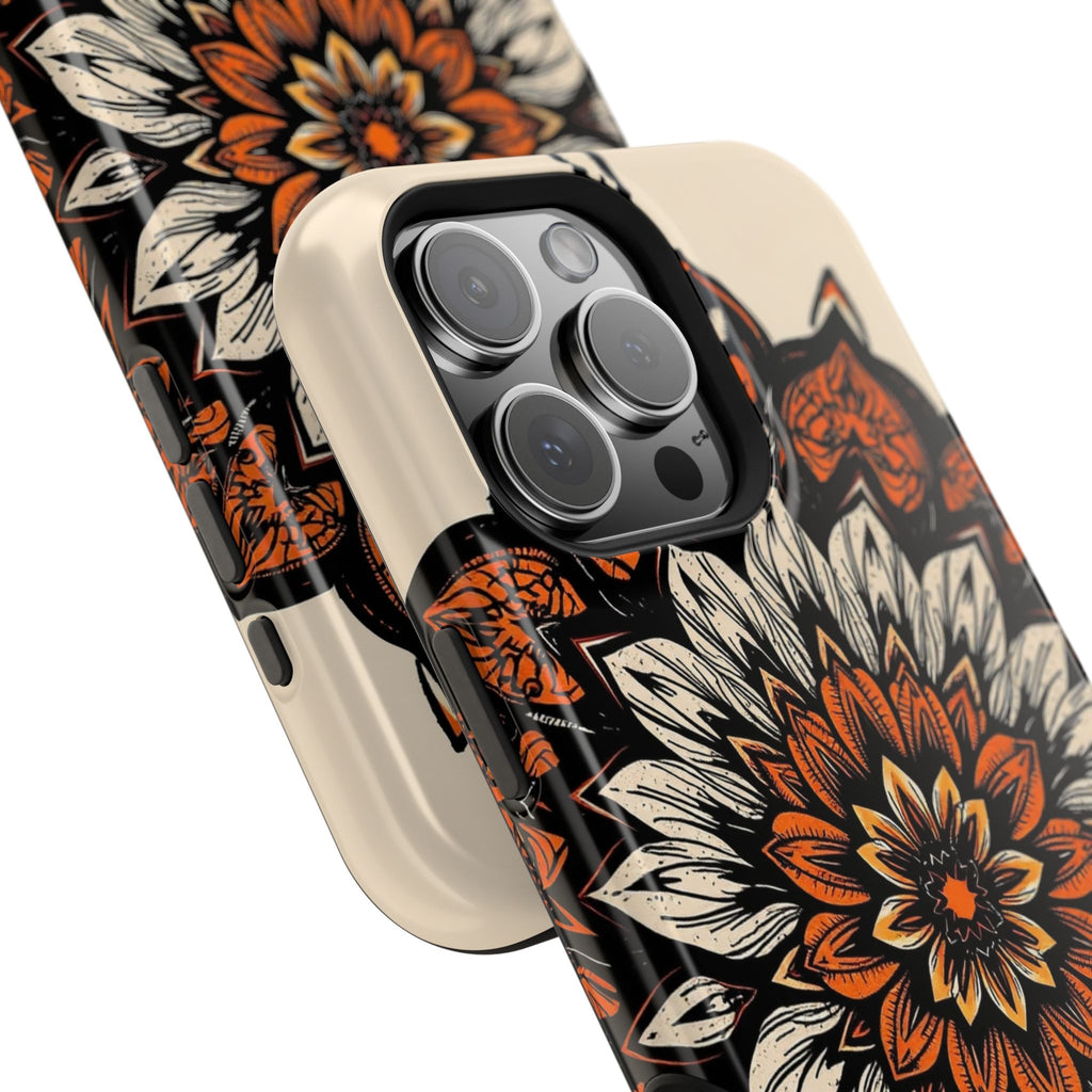 iPhone Burnt Orange And Sand Floral Mandala Slim Snap Cas Carry Case · iPhone Ca