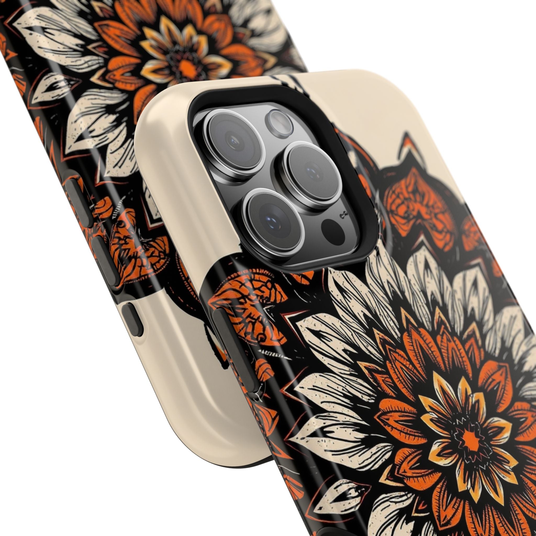 iPhone Burnt Orange And Sand Floral Mandala Slim Snap Cas Carry Case · iPhone Ca