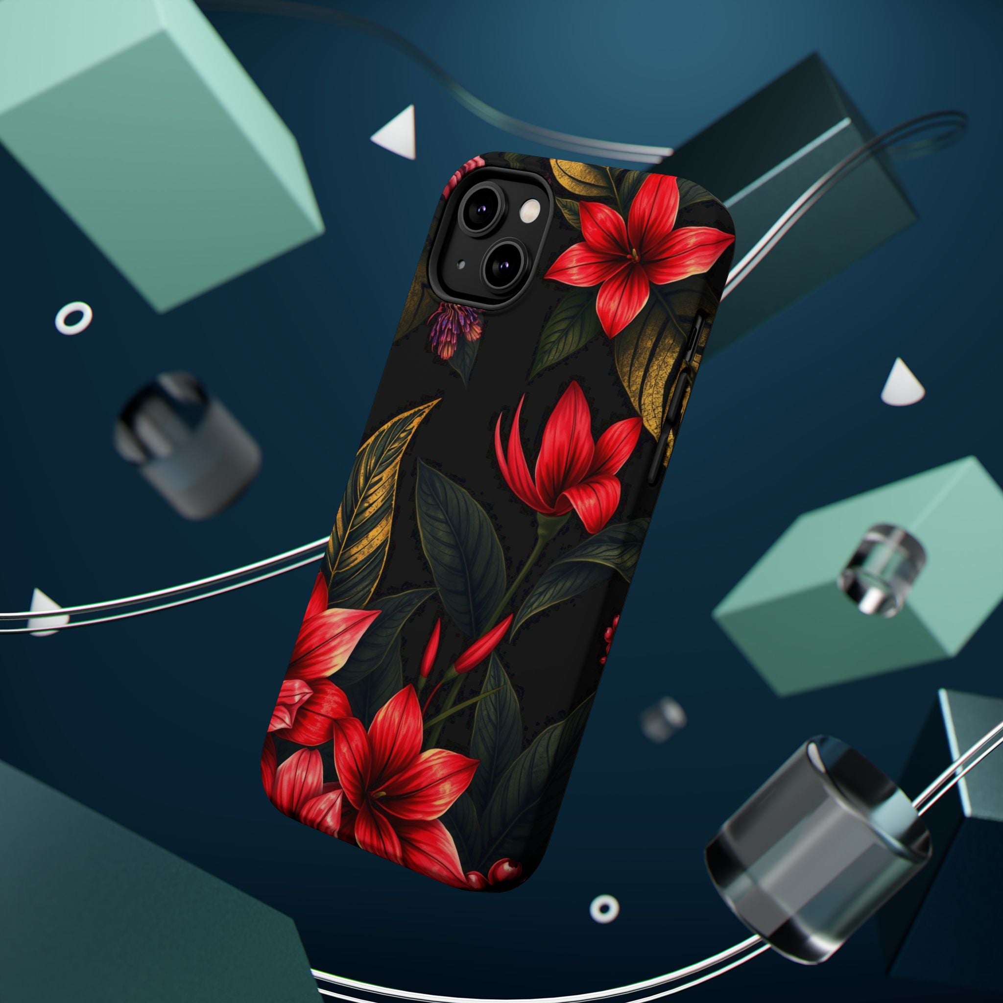 iPhone Black And Crimson Jungle Floral Slim Everyday Designer Case · iPhone Case