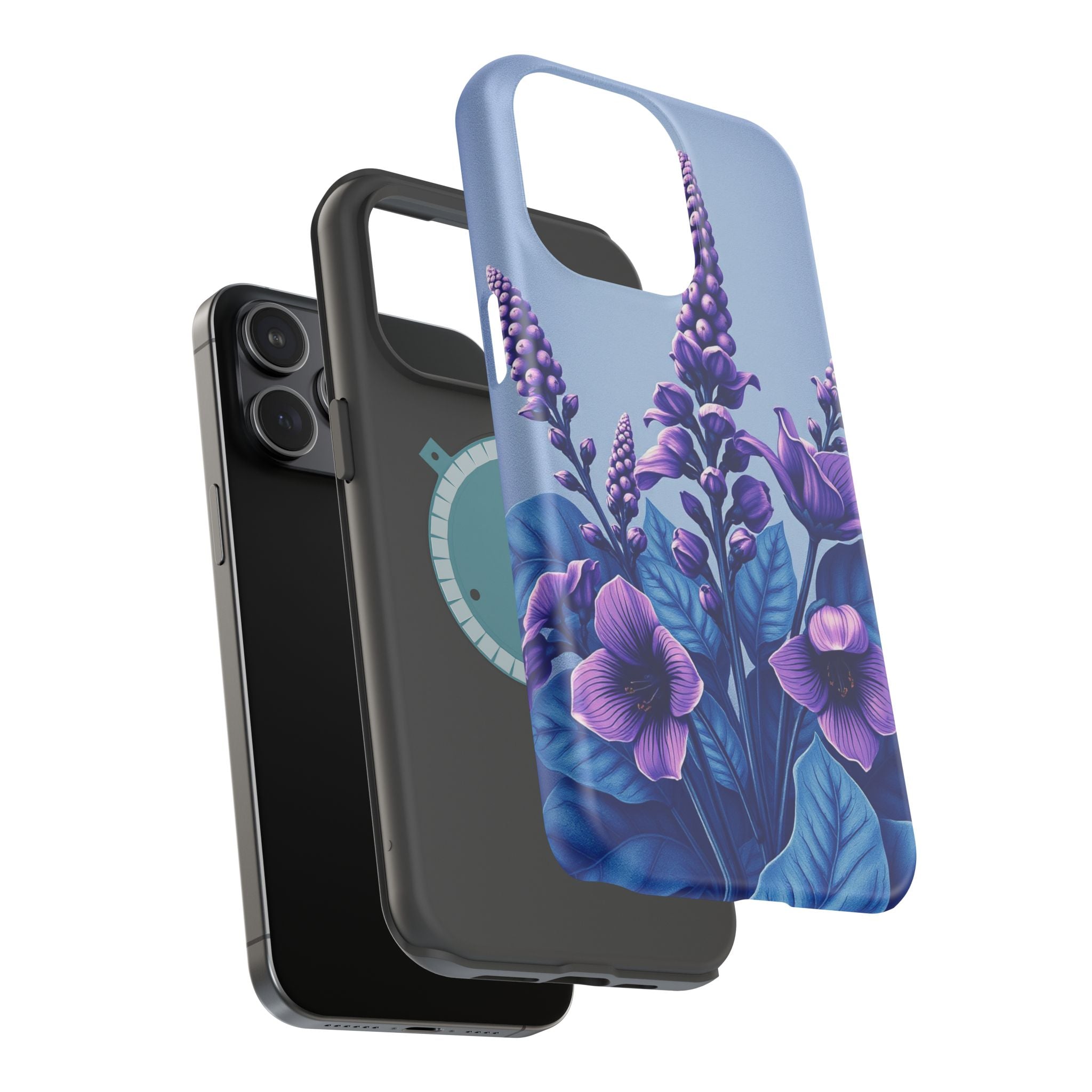 iPhone Indigo And Violet Botanical Illustration Soft iPhone Finish · iPhone Case