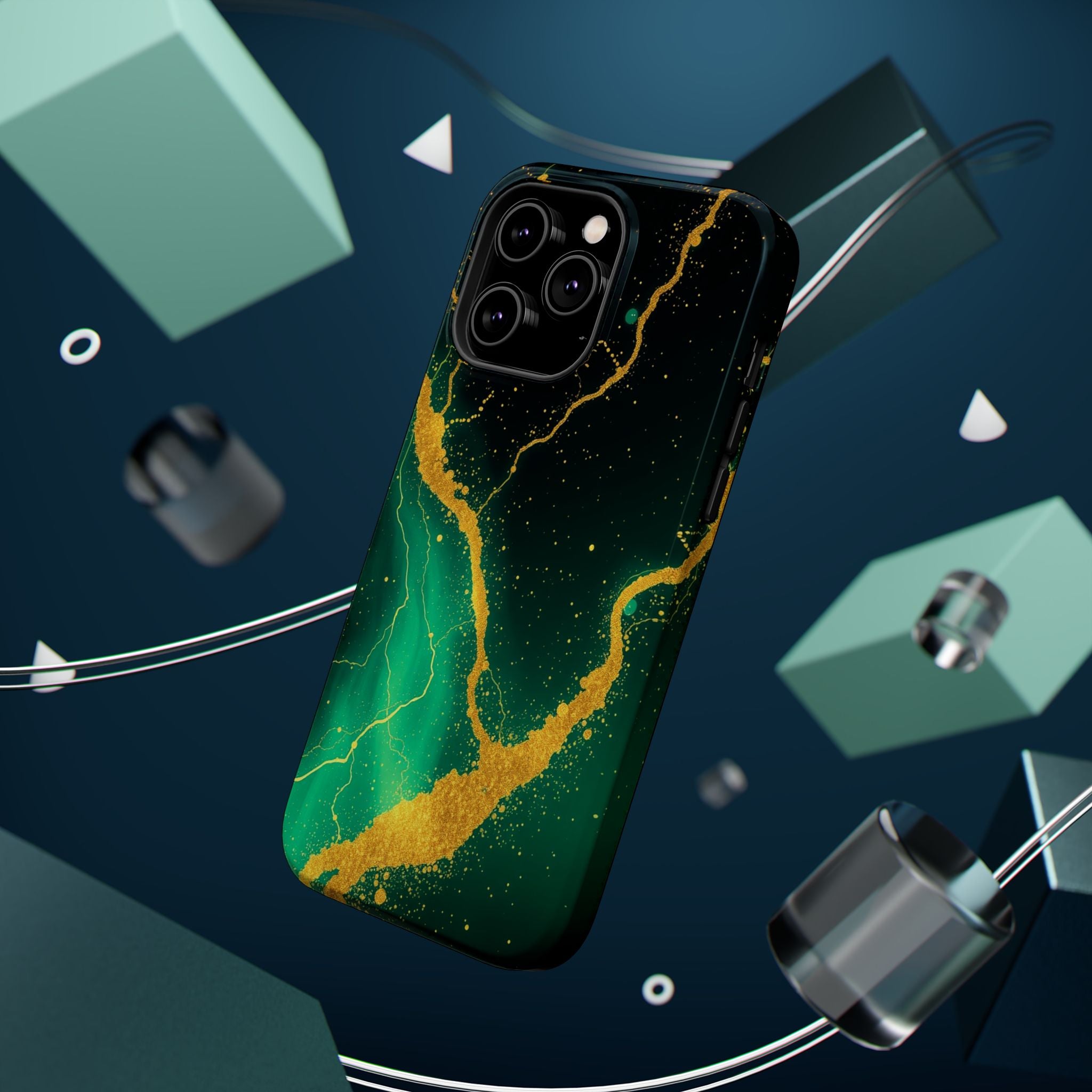 iPhone Emerald Green And Gold Petal Storm Slim iPhone Everyday Designer · iPhone