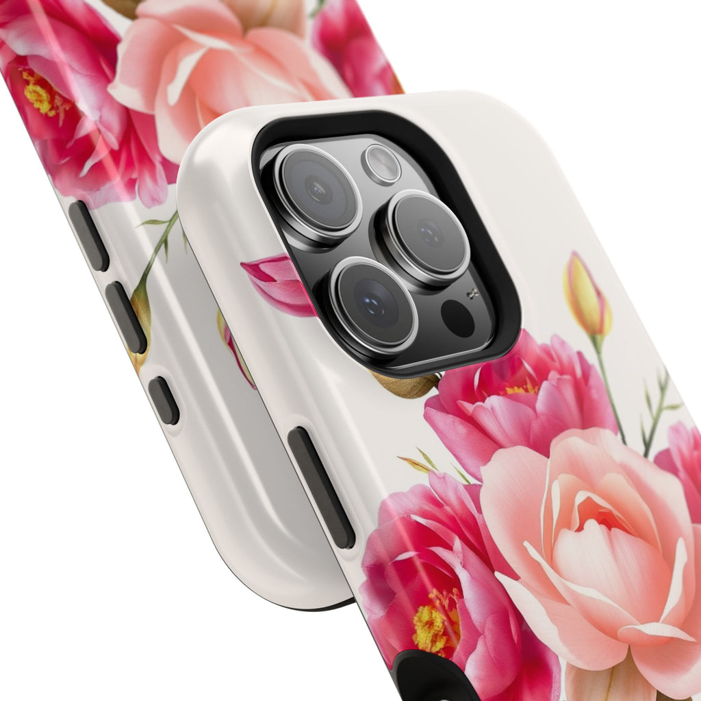 iPhone Rose Pink And Cream Neon Floral Slim Everyday Designer Case · iPhone Case