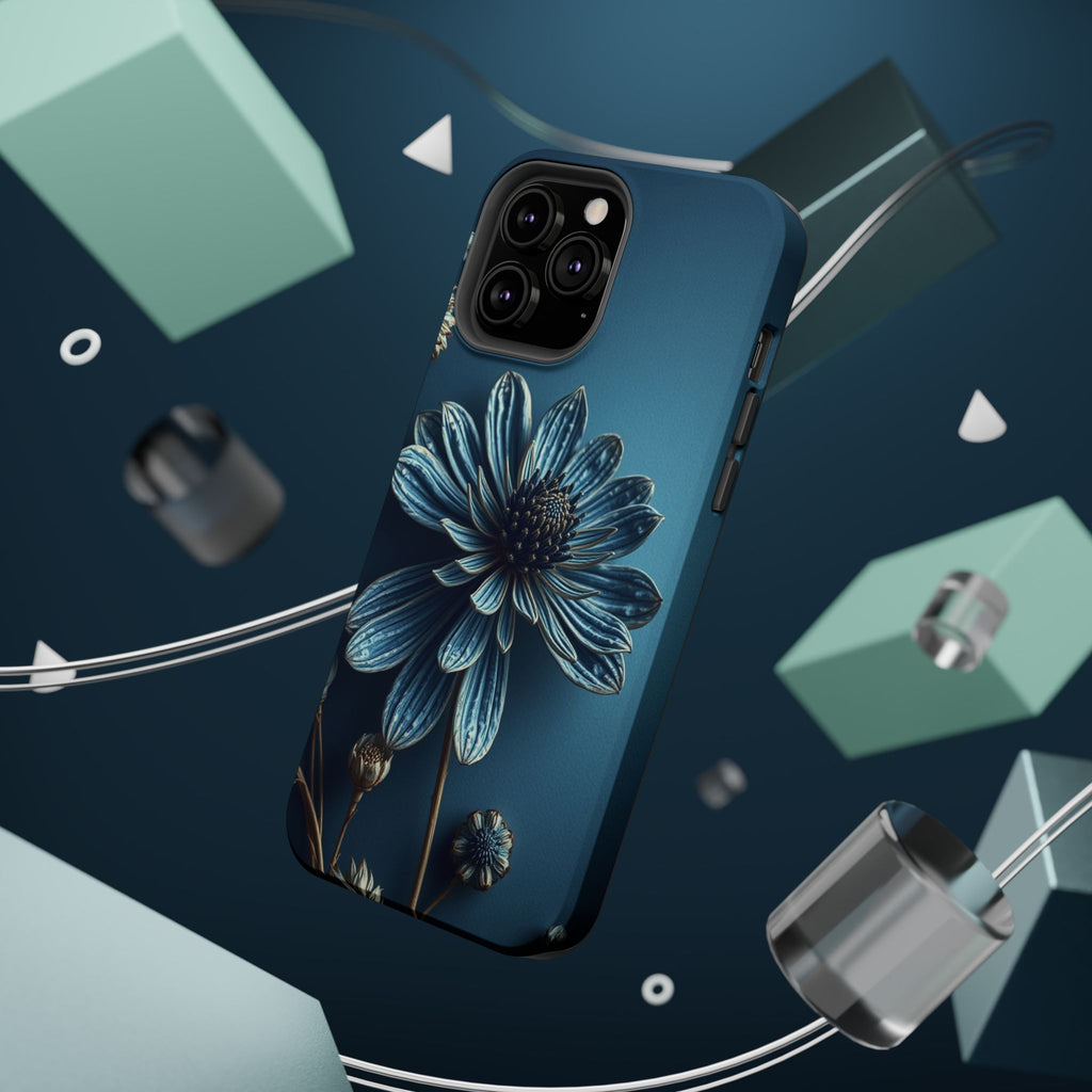 iPhone Midnight Blue And Silver Dried Flower Flat Lay iPhone 15 · iPhone Case