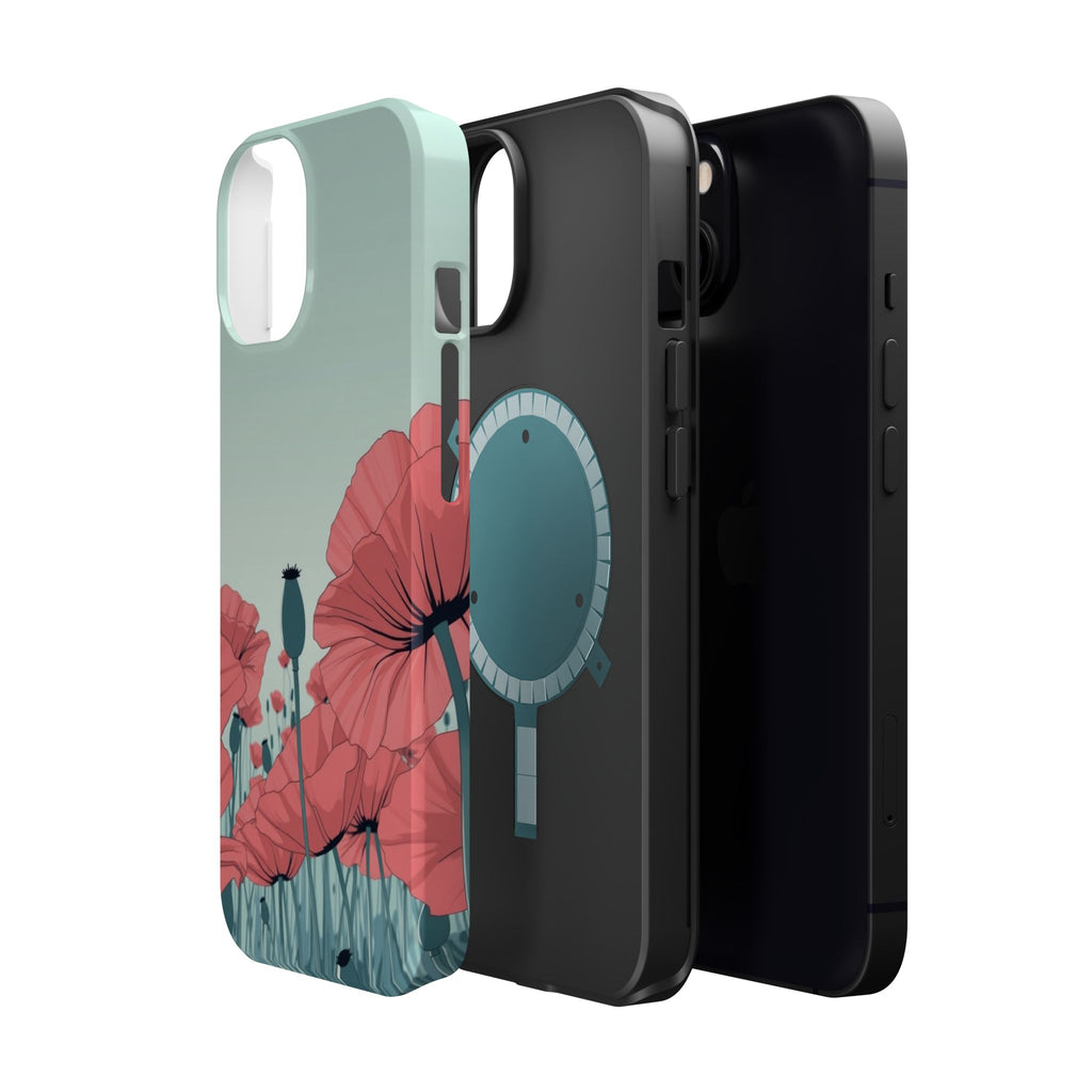 iPhone Mint And Blush Poppy Field Bold Modern Everyday Snap Case · iPhone Case