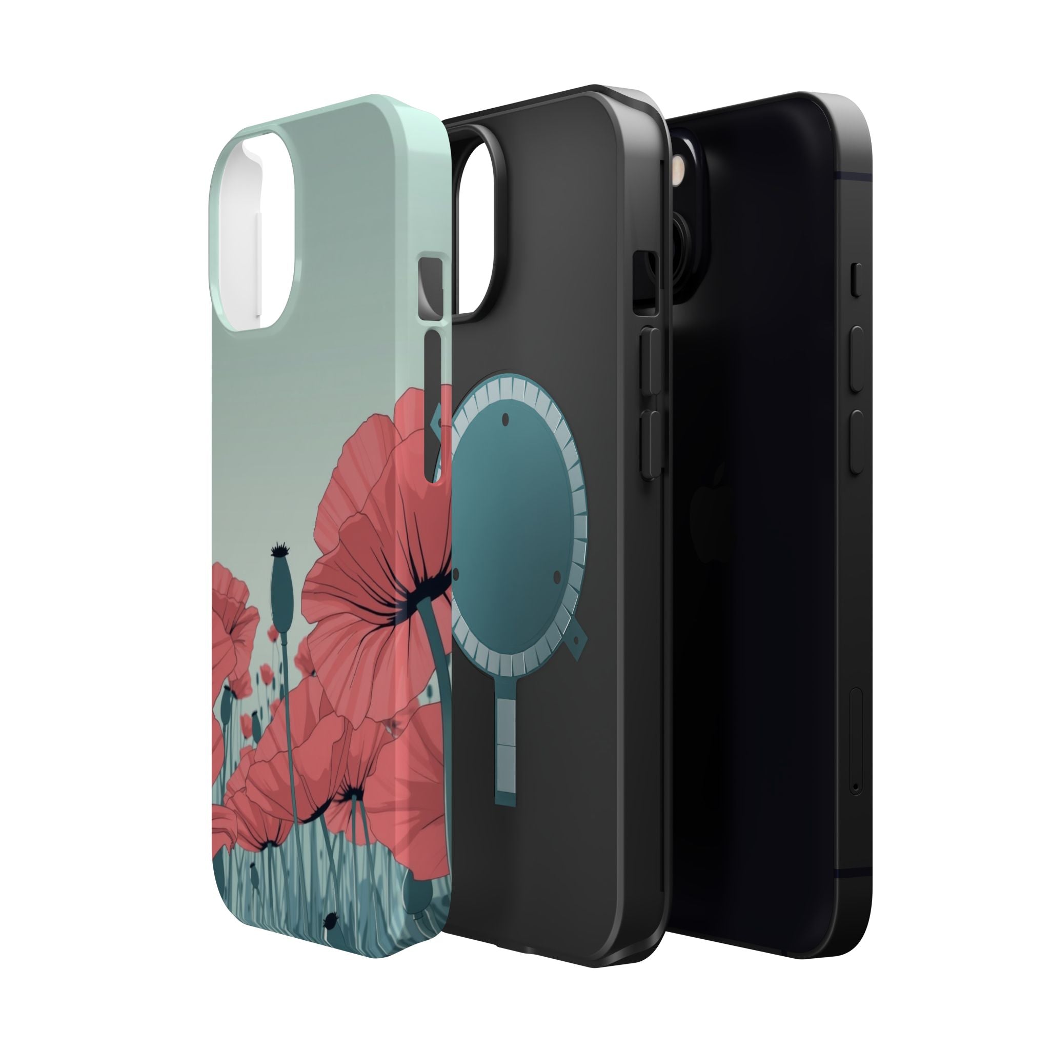 iPhone Mint And Blush Poppy Field Bold Modern Everyday Snap Case · iPhone Case