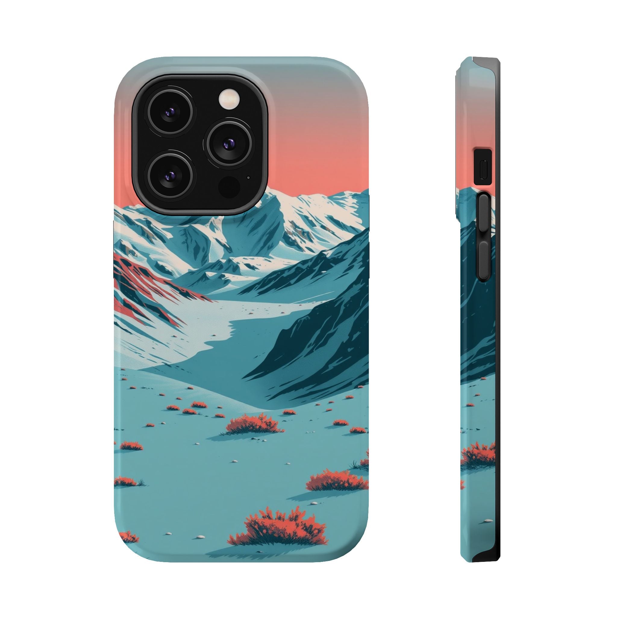 iPhone Teal And Coral Arctic Tundra Slim Everyday Designer Case · iPhone Case