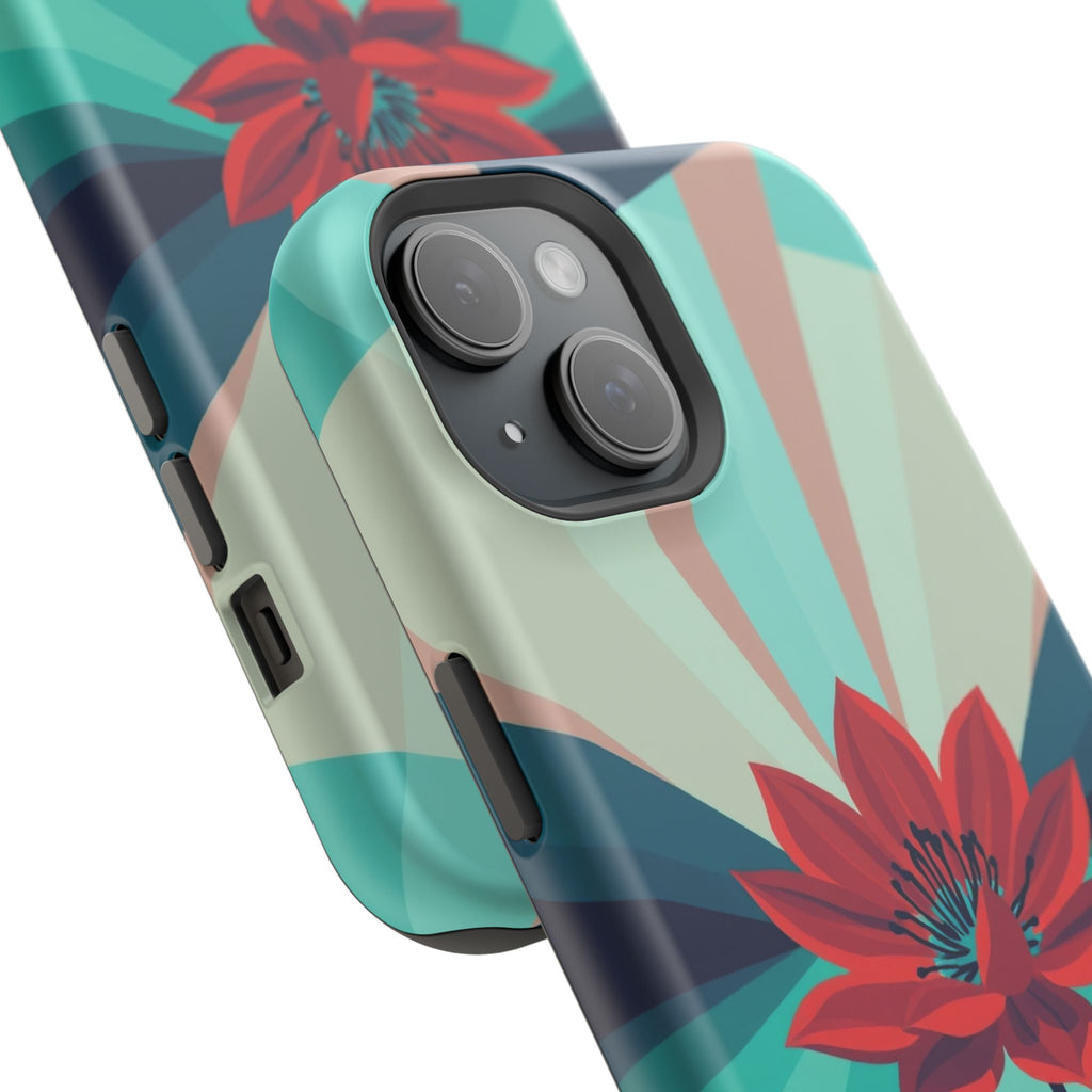 iPhone Teal And Coral Night Bloomer Slim Everyday Designer Case · iPhone Case