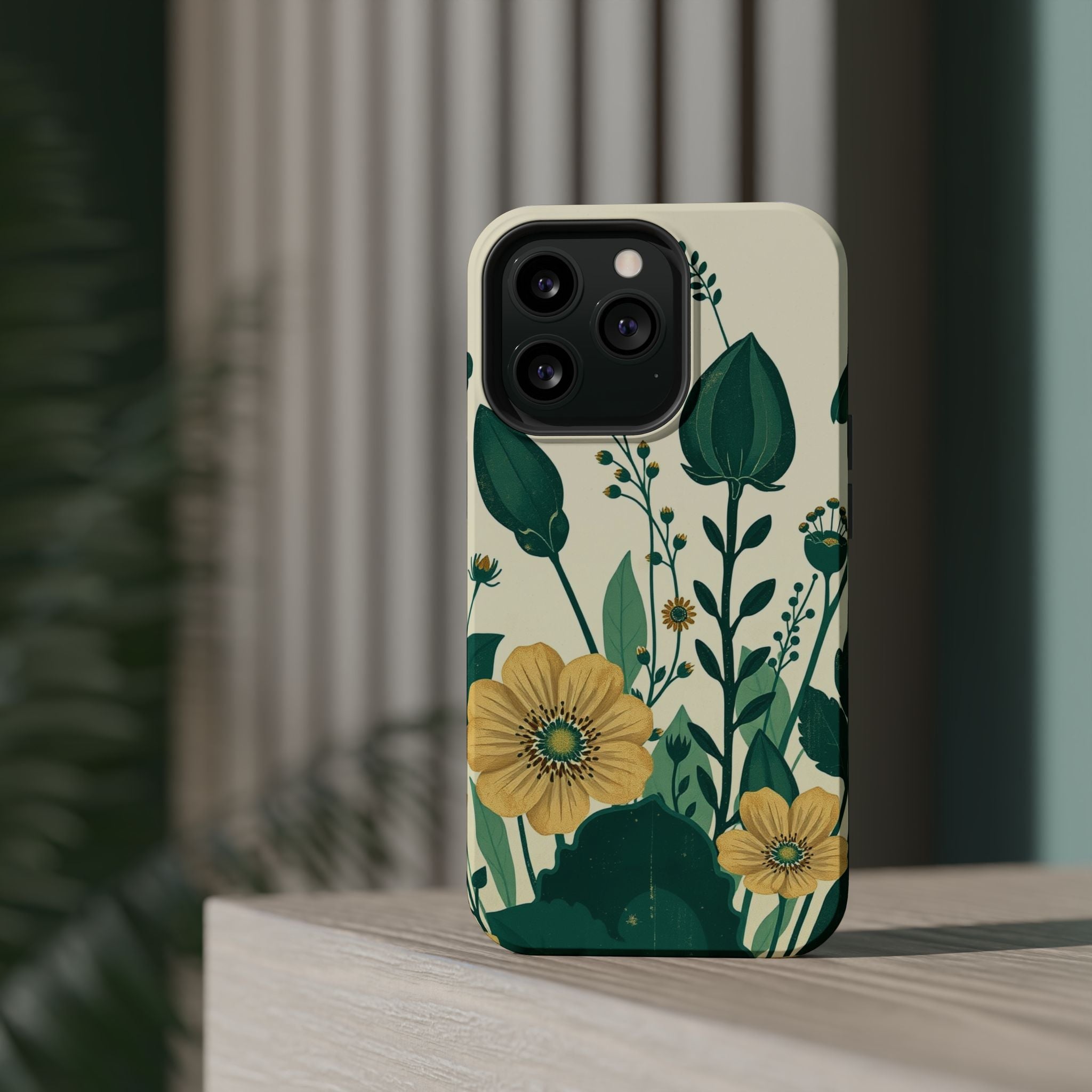 iPhone Emerald Green And Gold Pressed Botanicals Clean iPhone Minimal · iPhone C