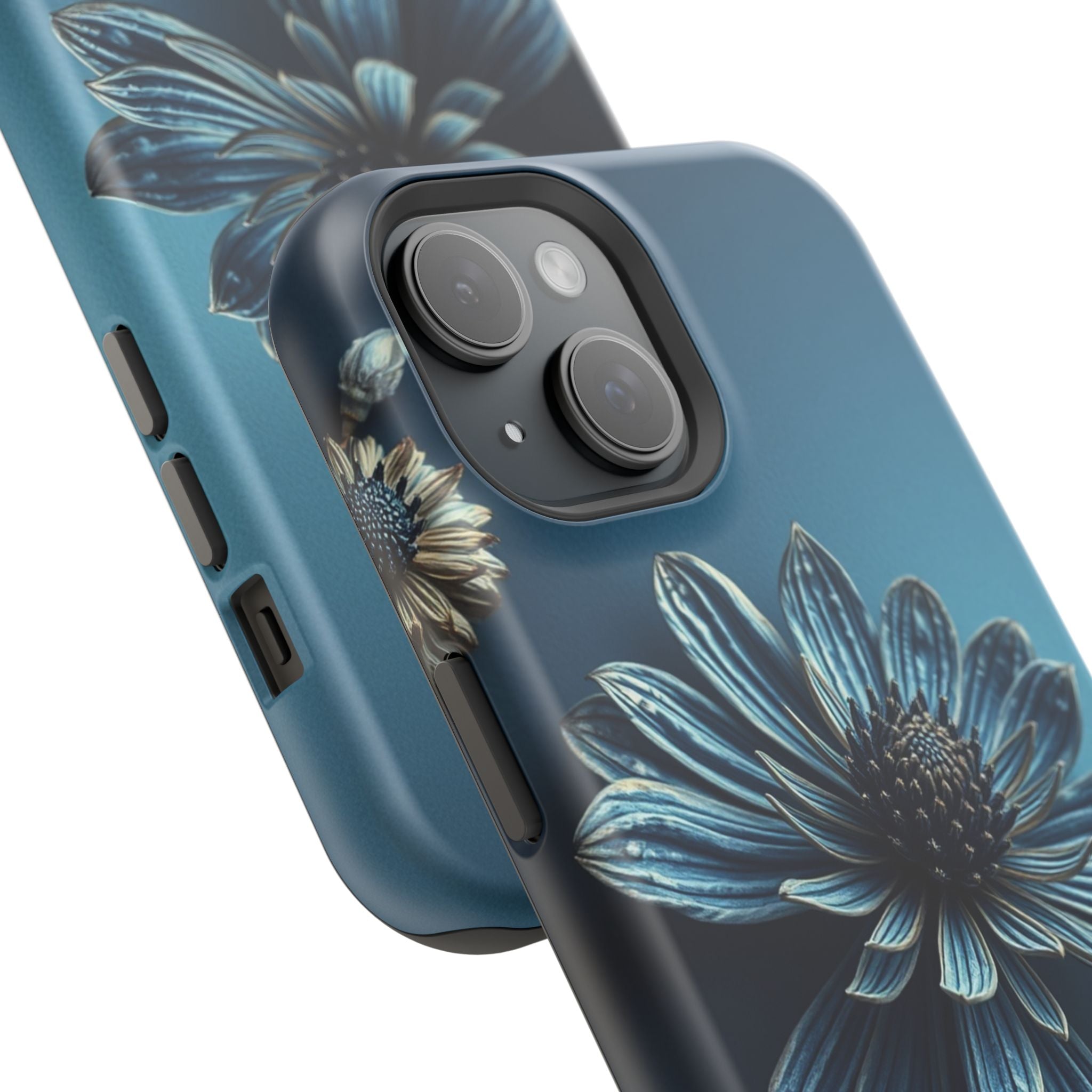 iPhone Midnight Blue And Silver Dried Flower Flat Lay iPhone 15 · iPhone Case